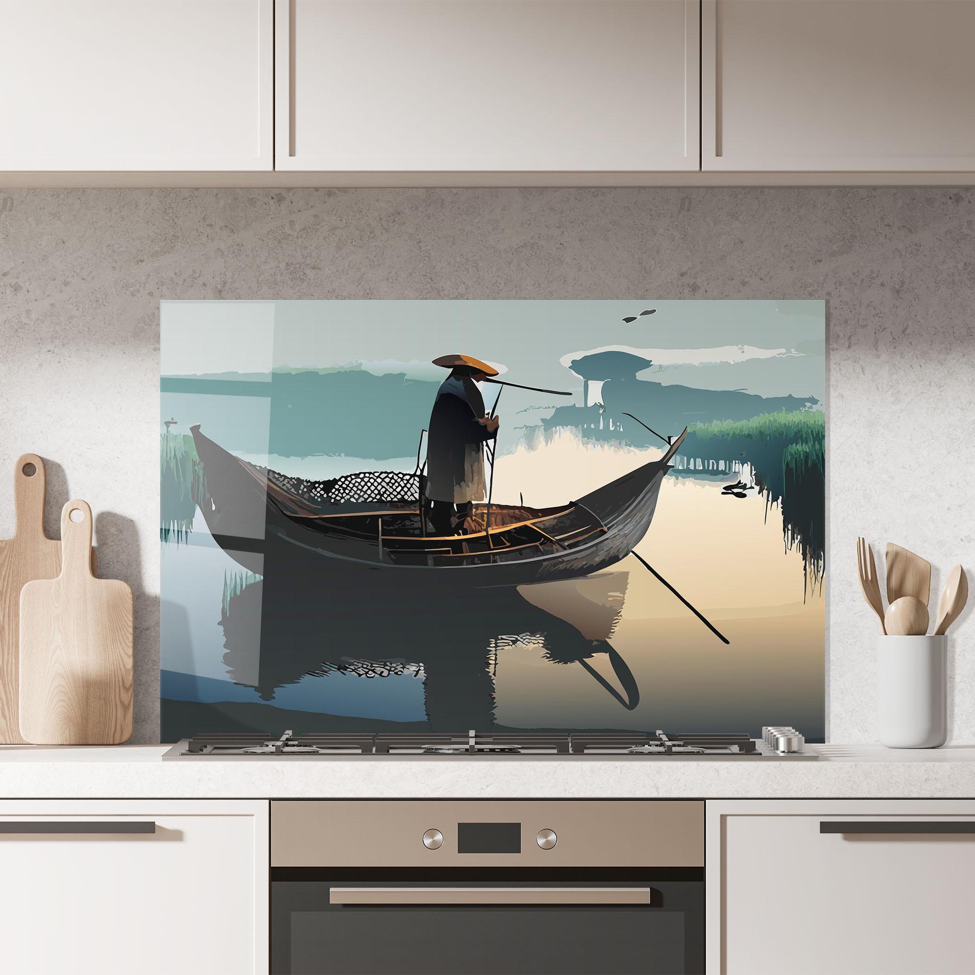 Panou Sticla Bucatarie Japan Man Lake mockup 7