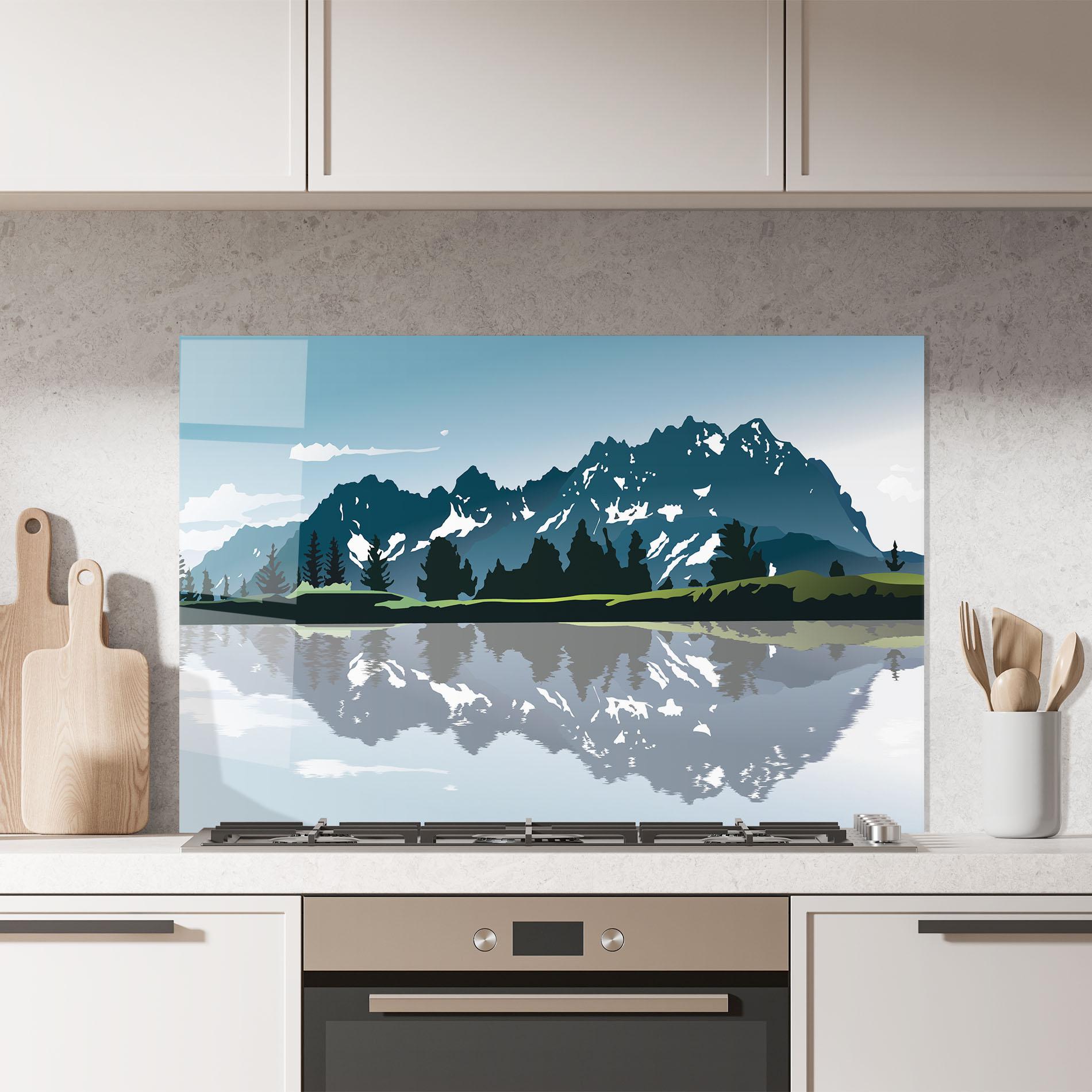 Panou Sticla Bucatarie Lake Blue Mountain mockup 7