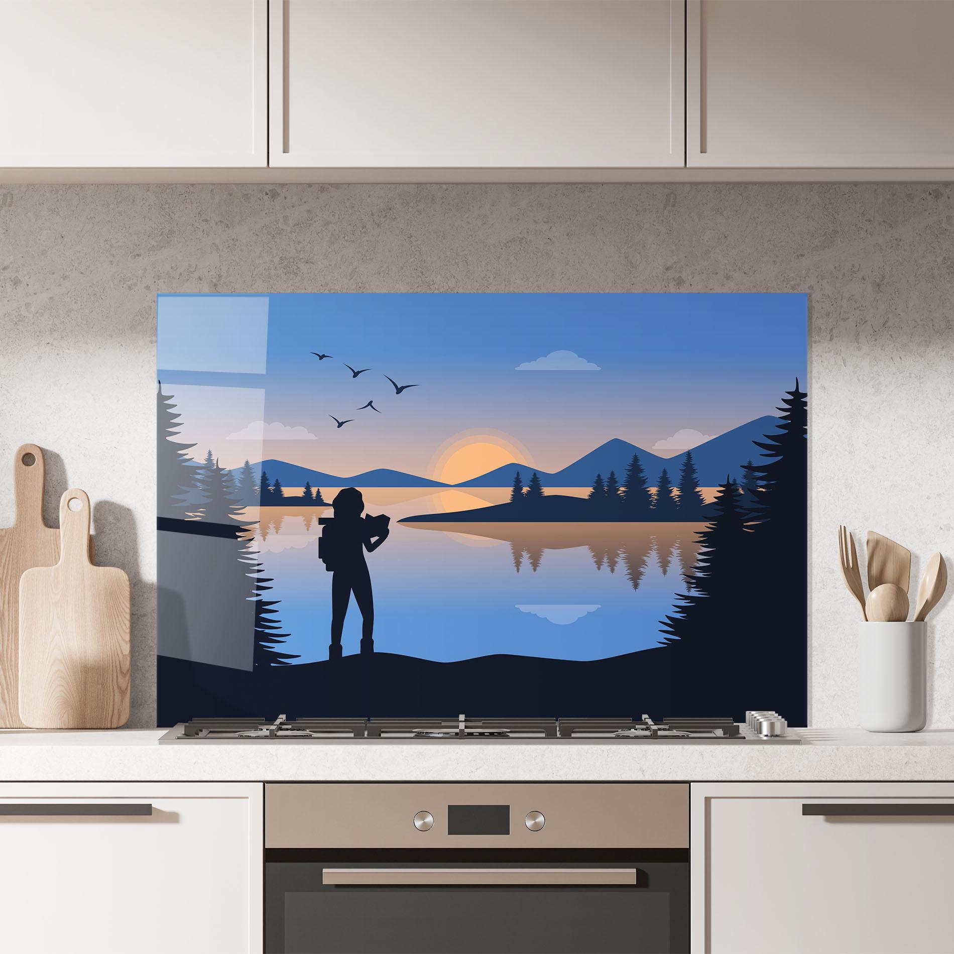 Panou Sticla Bucatarie Lake Woman View mockup 7