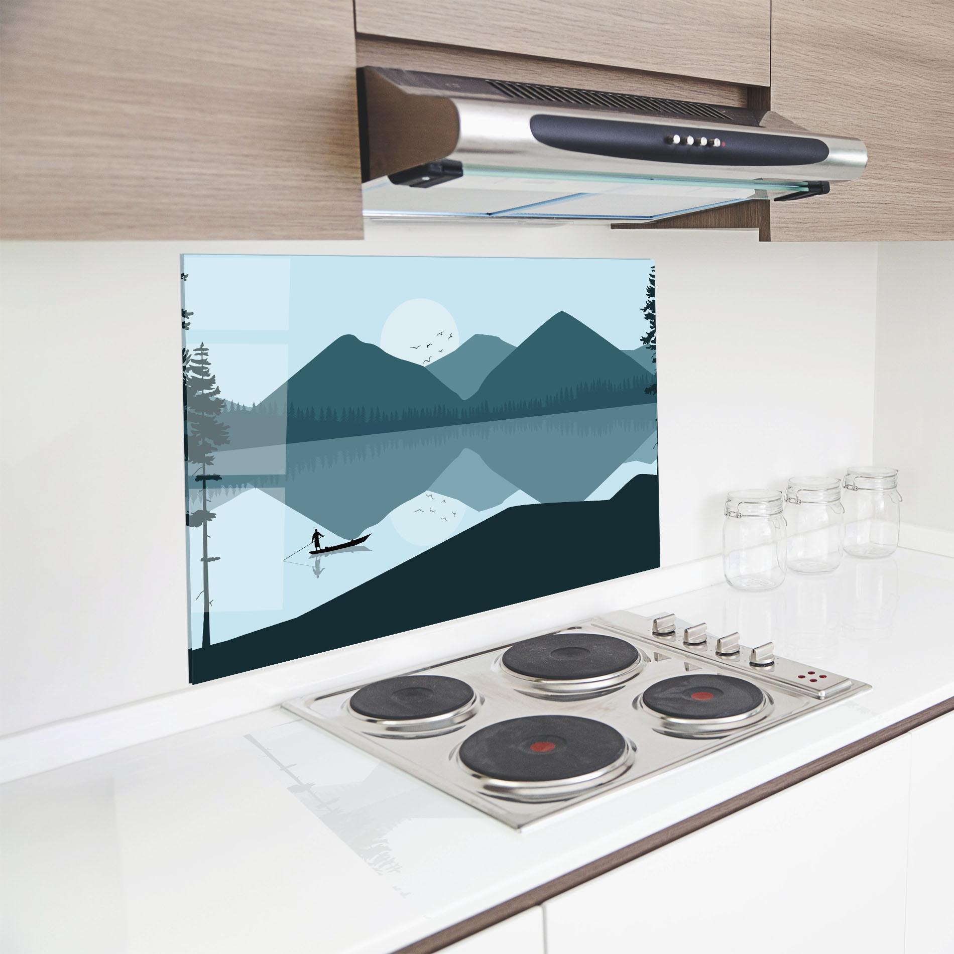 Panou Sticla Bucatarie Blue Light Lake mockup 8