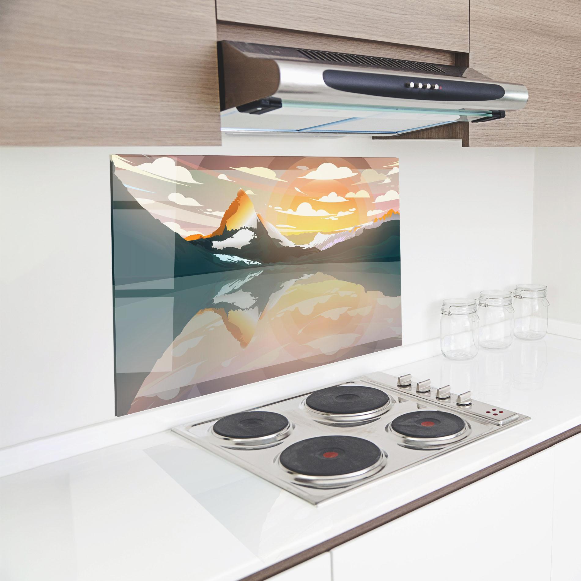 Panou Sticla Bucatarie Green Mountain Lake mockup 8