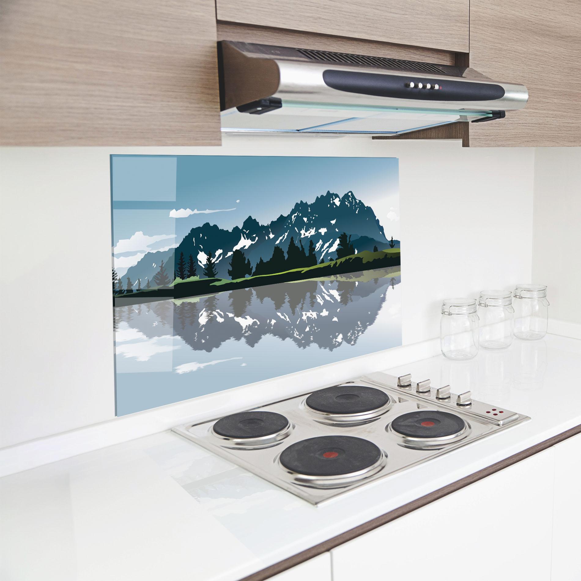 Panou Sticla Bucatarie Lake Blue Mountain mockup 8