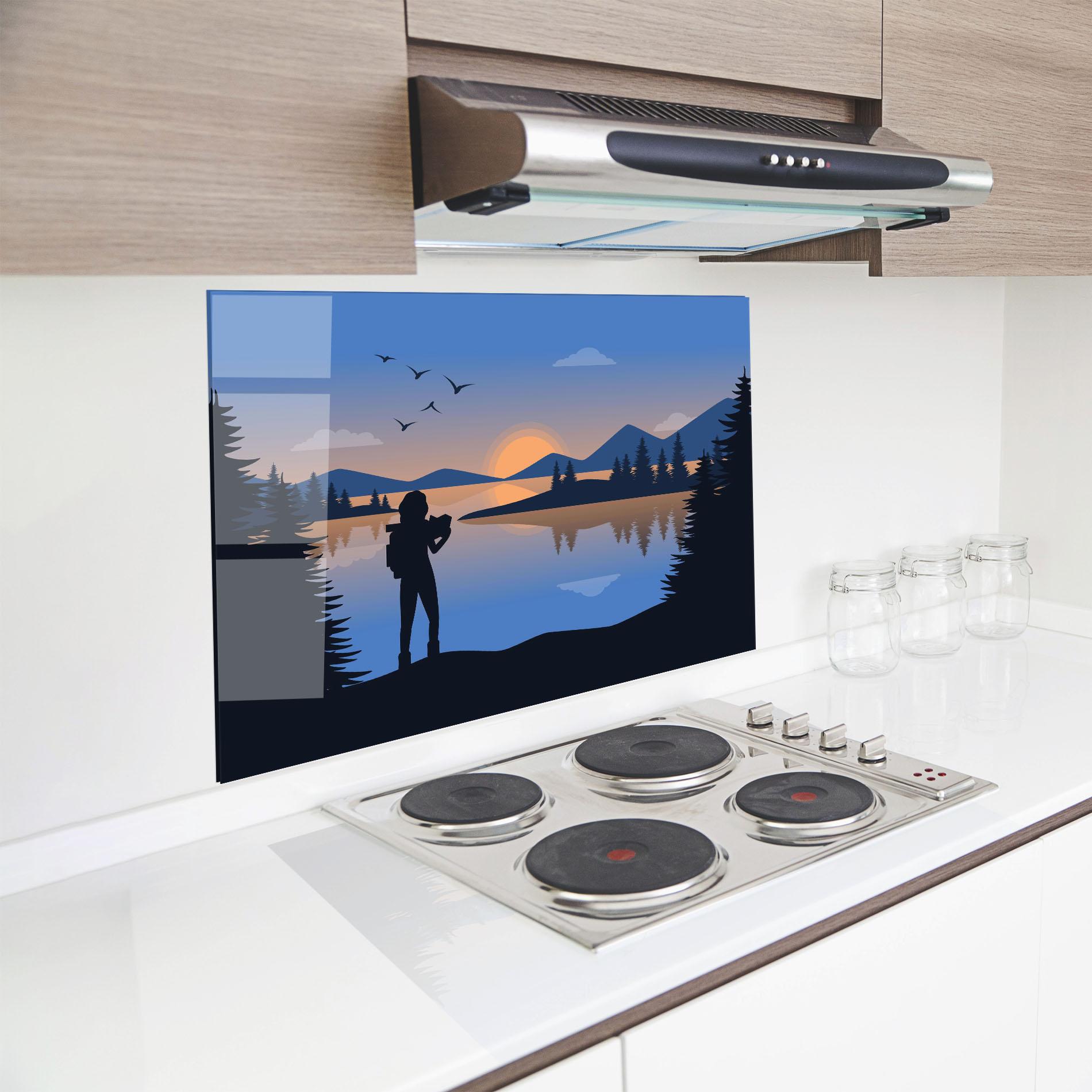 Panou Sticla Bucatarie Lake Woman View mockup 8
