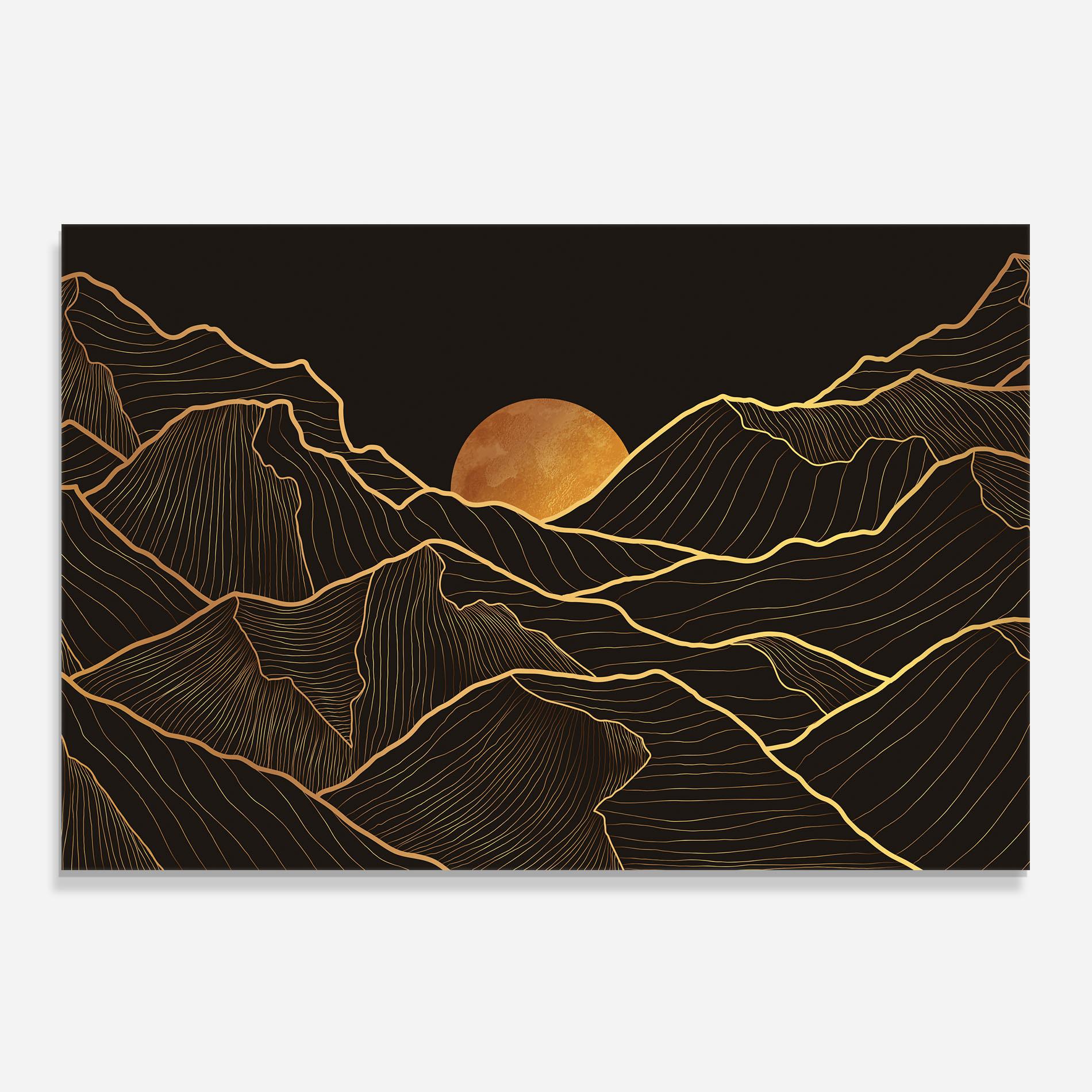 Panou Sticla Bucatarie Black Gold Mountains mockup 0