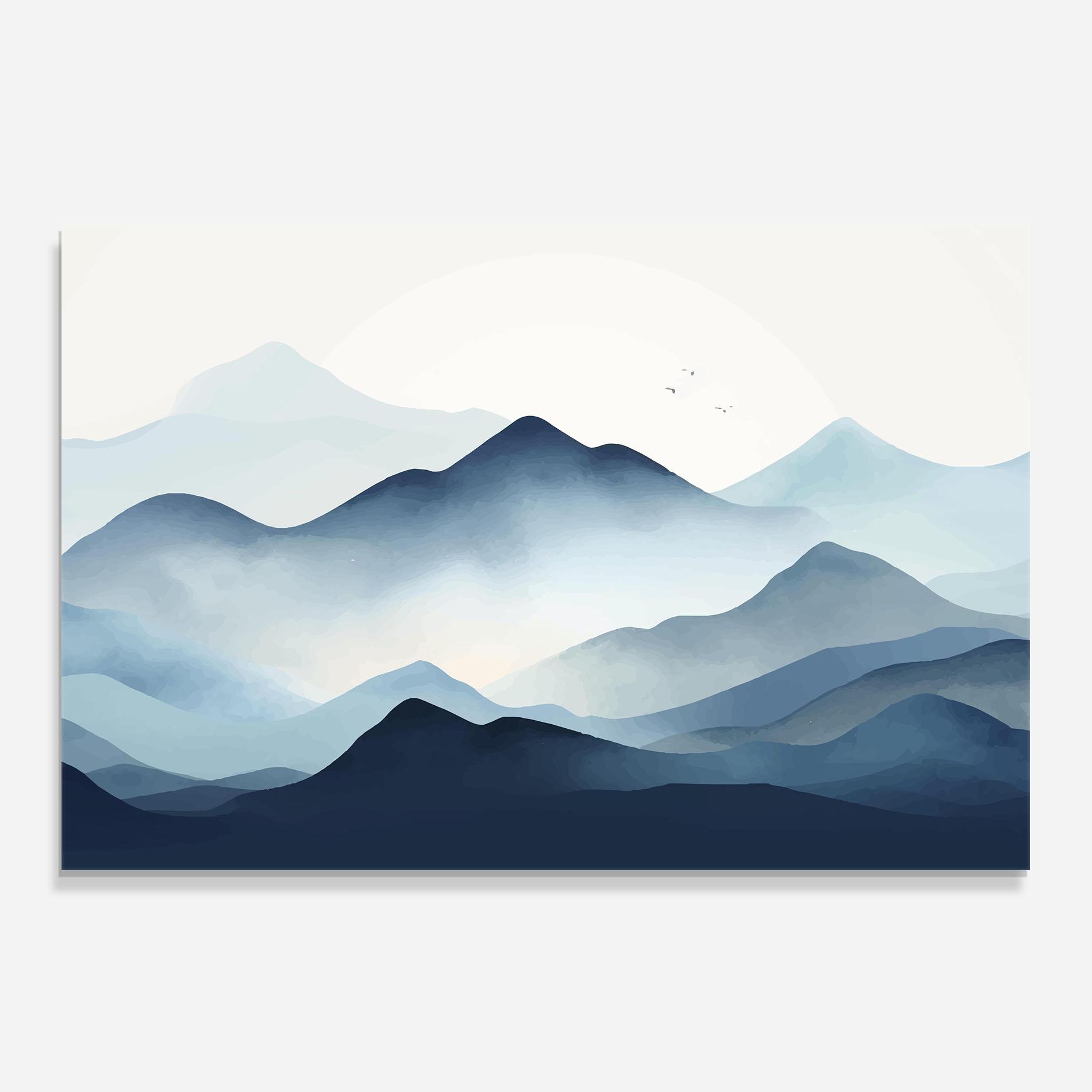 Panou Sticla Bucatarie Blue Foggy Mountain mockup 0