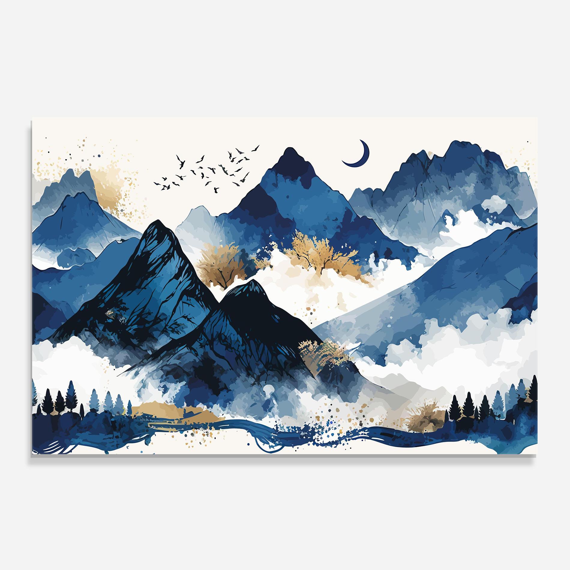 Panou Sticla Bucatarie Blue Mountain Moon mockup 0