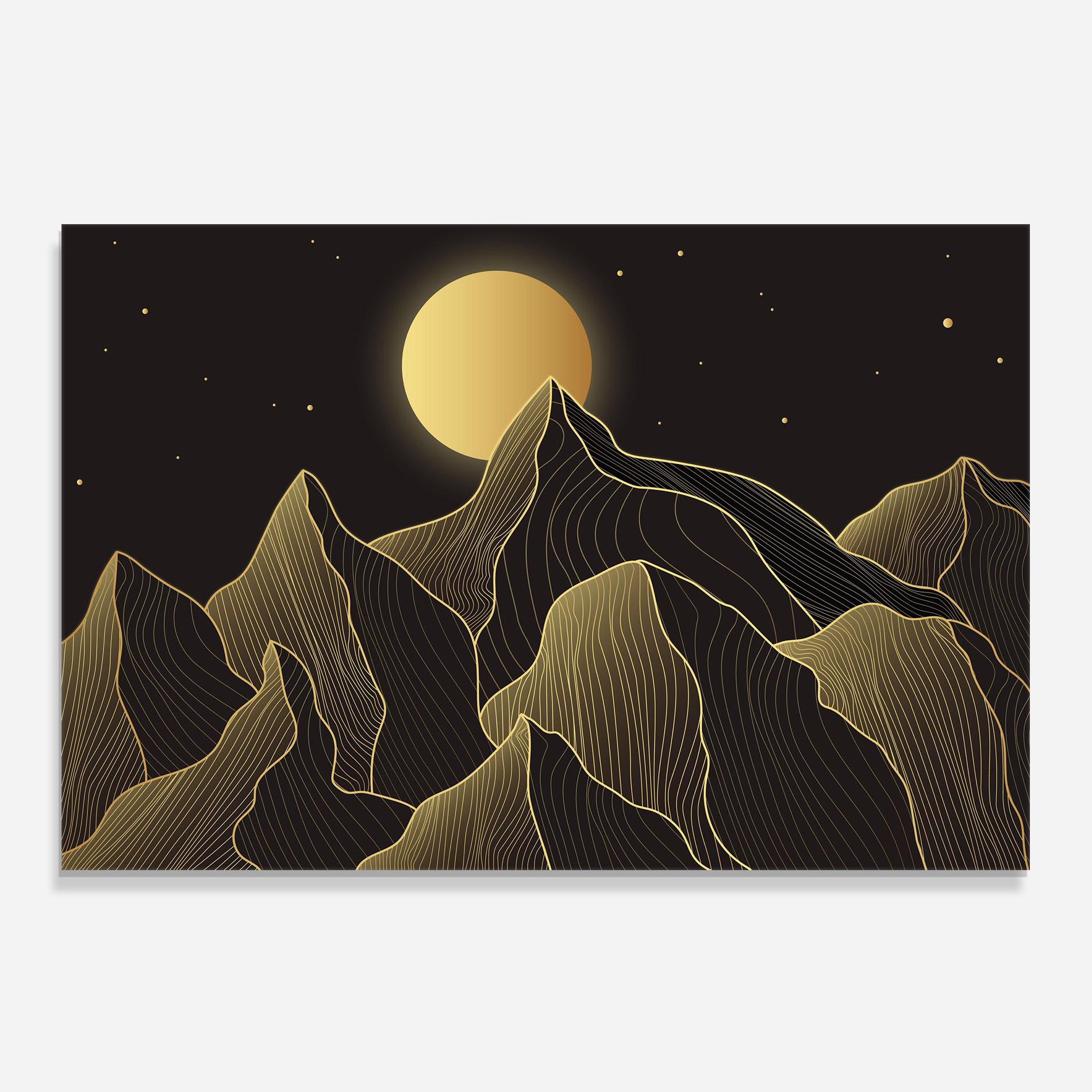 Panou Sticla Bucatarie Gold Shiny Moon mockup 0