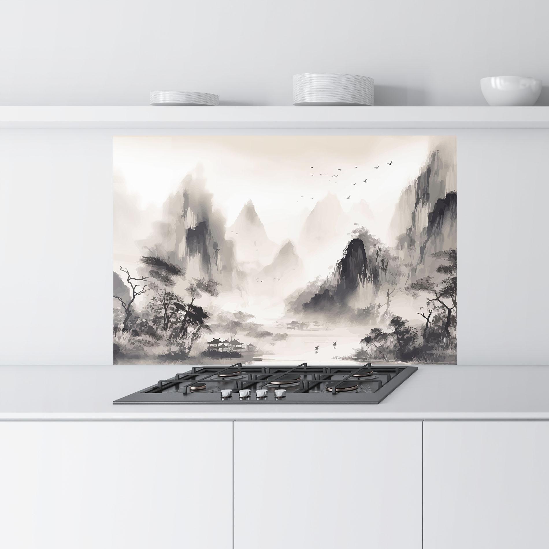 Panou Sticla Bucatarie Far Away Mountain mockup 9