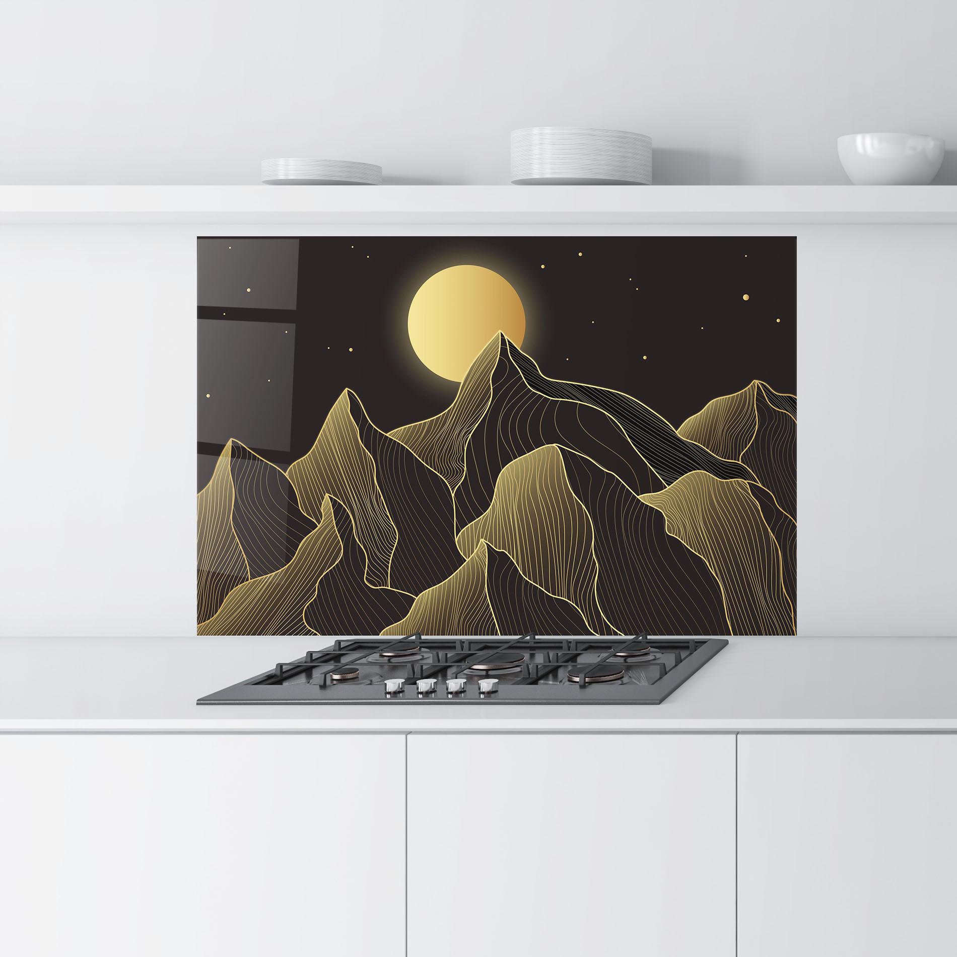 Panou Sticla Bucatarie Gold Shiny Moon mockup 9