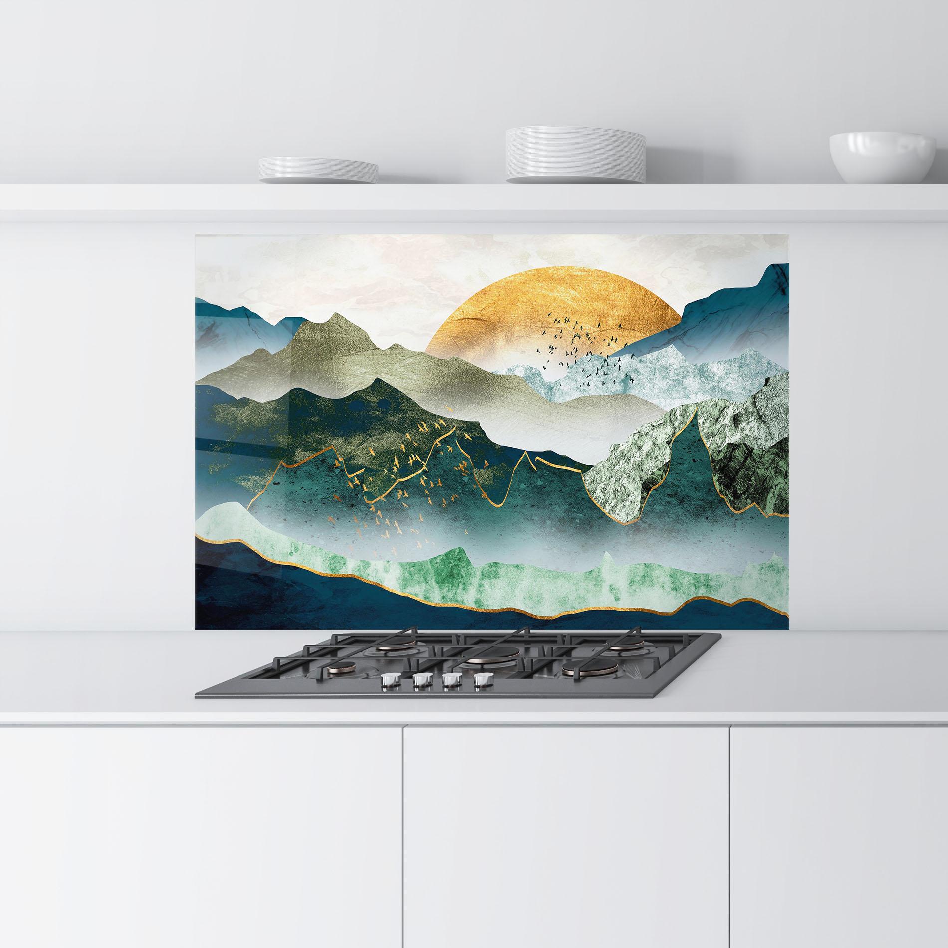 Panou Sticla Bucatarie Golden Mountains mockup 9