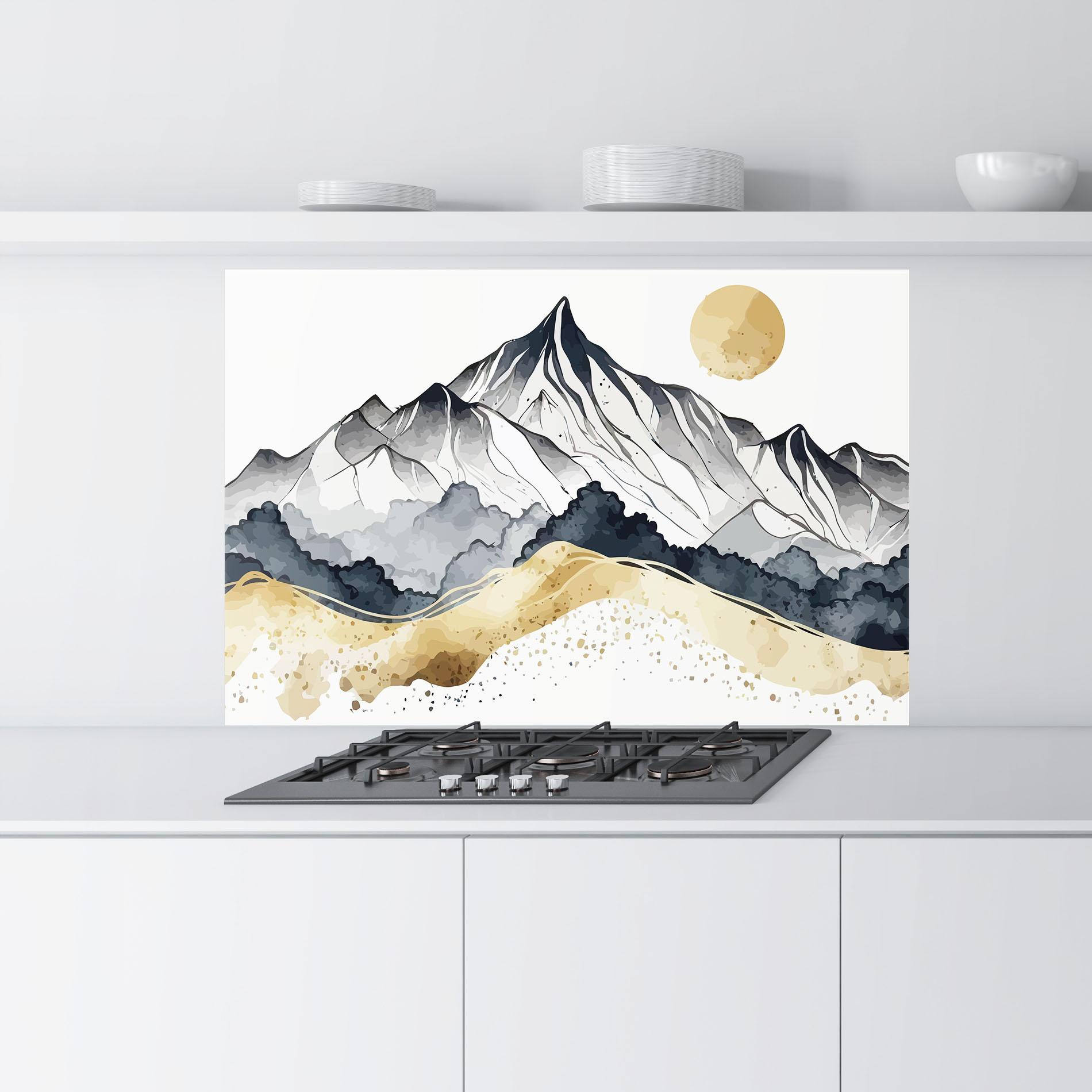 Panou Sticla Bucatarie Grey Gold Mountain mockup 9