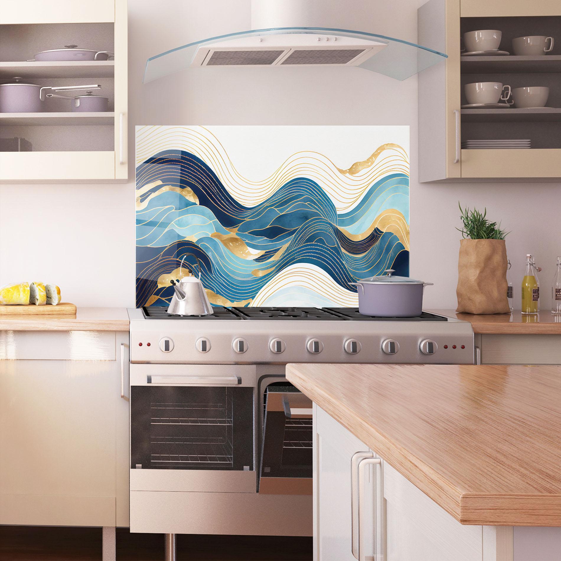 Panou Sticla Bucatarie Blue Wave Mountain mockup 1