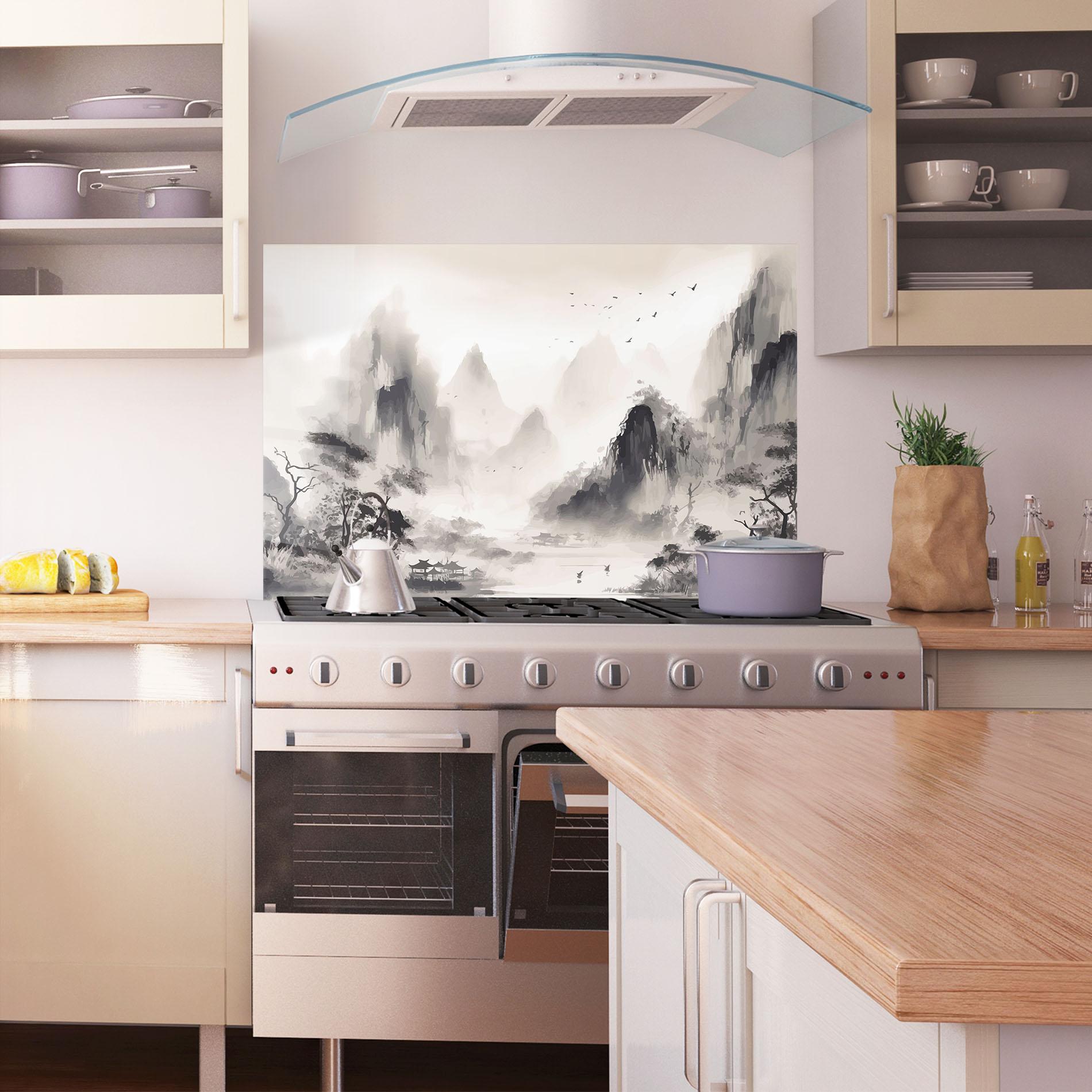 Panou Sticla Bucatarie Far Away Mountain mockup 1