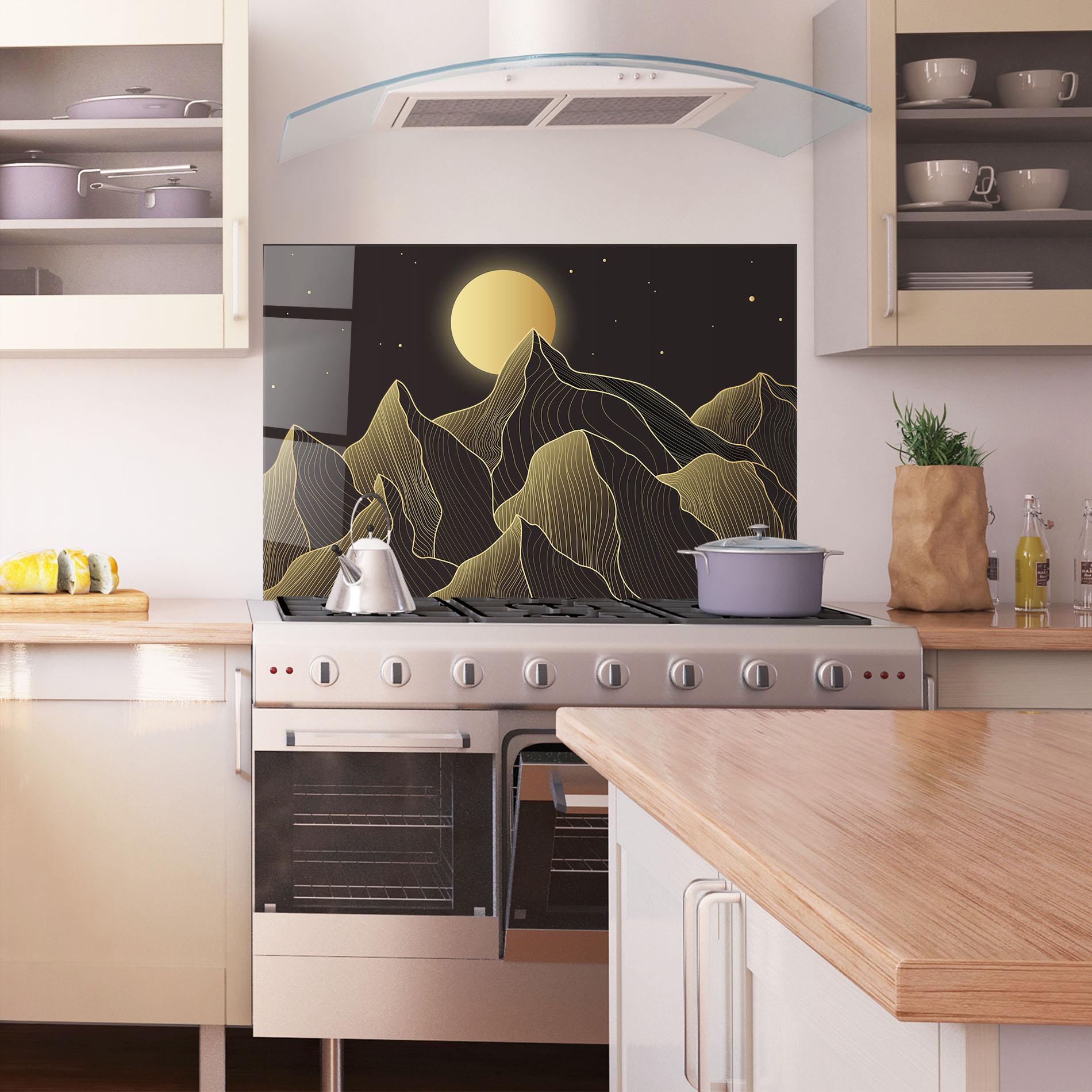 Panou Sticla Bucatarie Gold Shiny Moon mockup 1