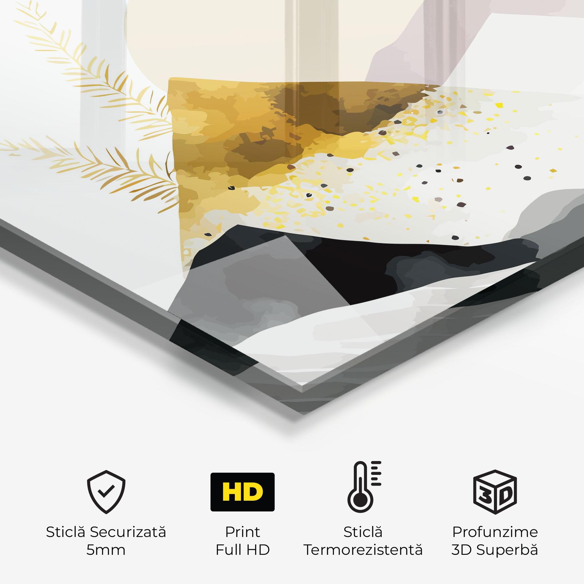 Panou Sticla Bucatarie Bird Gold Mountain mockup 2