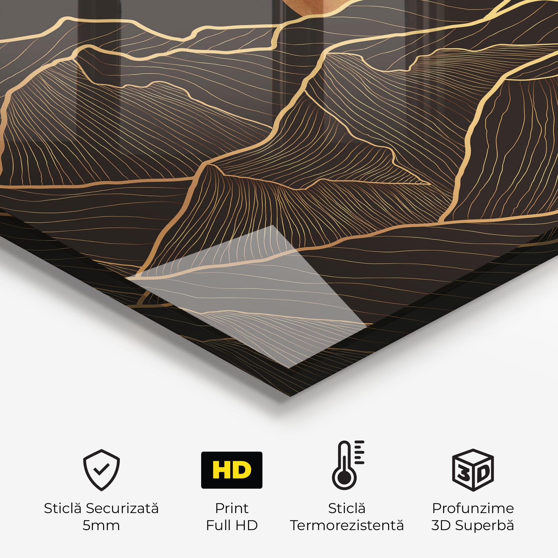 Panou Sticla Bucatarie Black Gold Mountains mockup 2