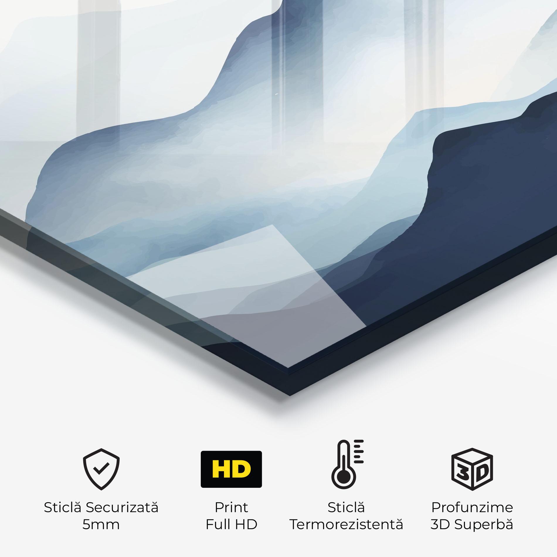 Panou Sticla Bucatarie Blue Foggy Mountain mockup 2