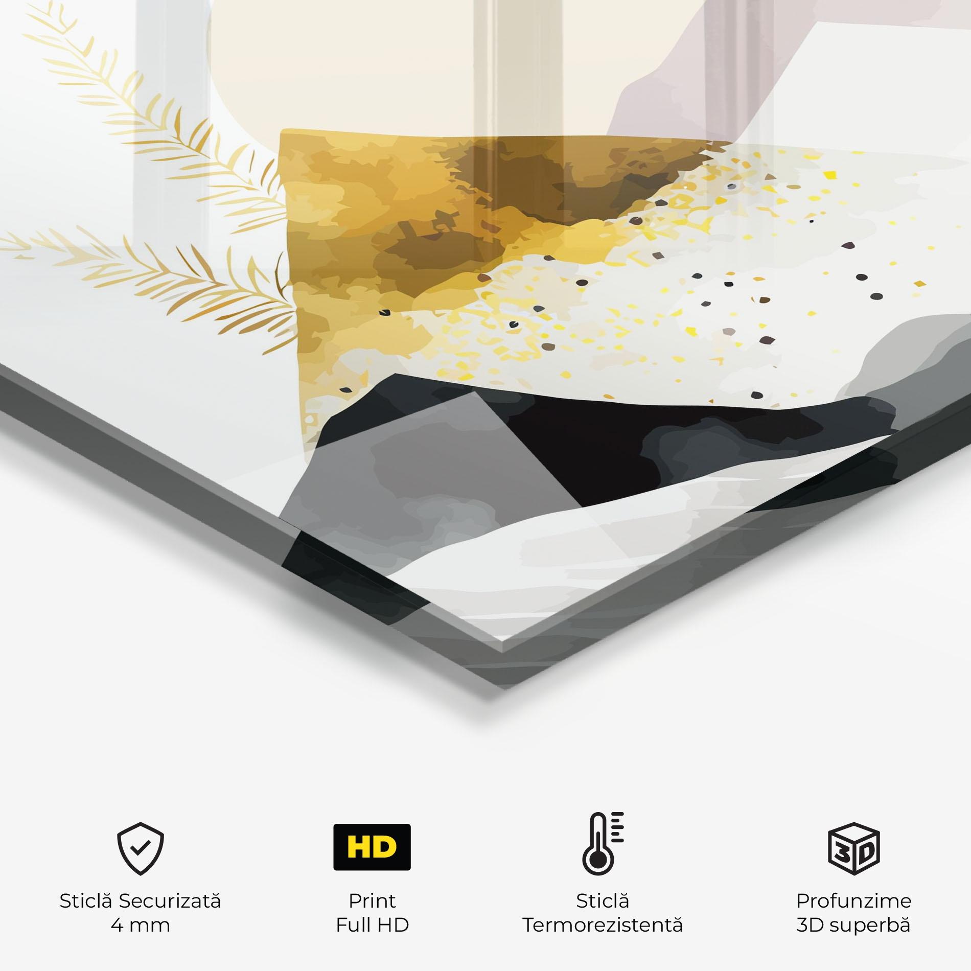 Panou Sticla Bucatarie Bird Gold Mountain mockup 2