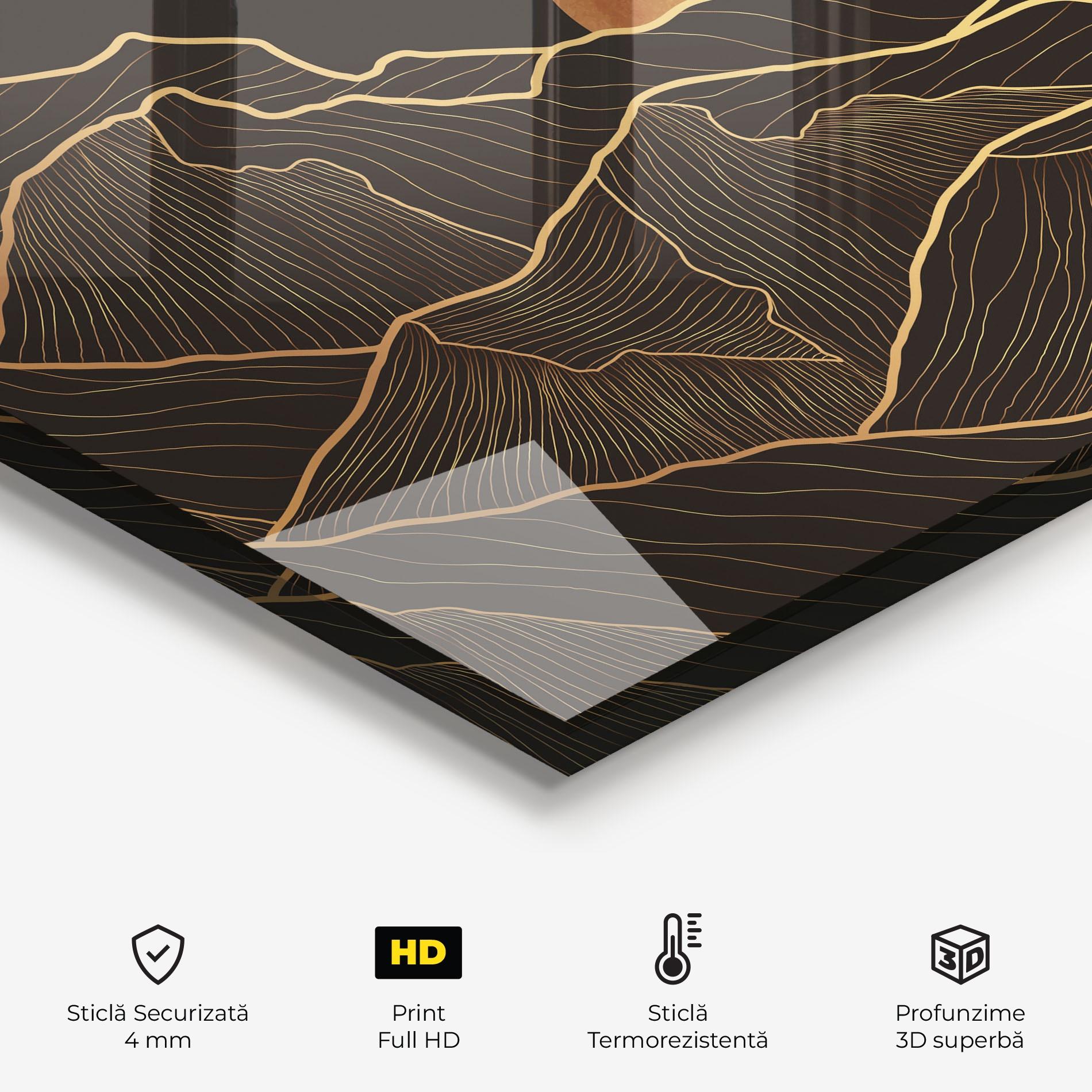 Panou Sticla Bucatarie Black Gold Mountains mockup 2