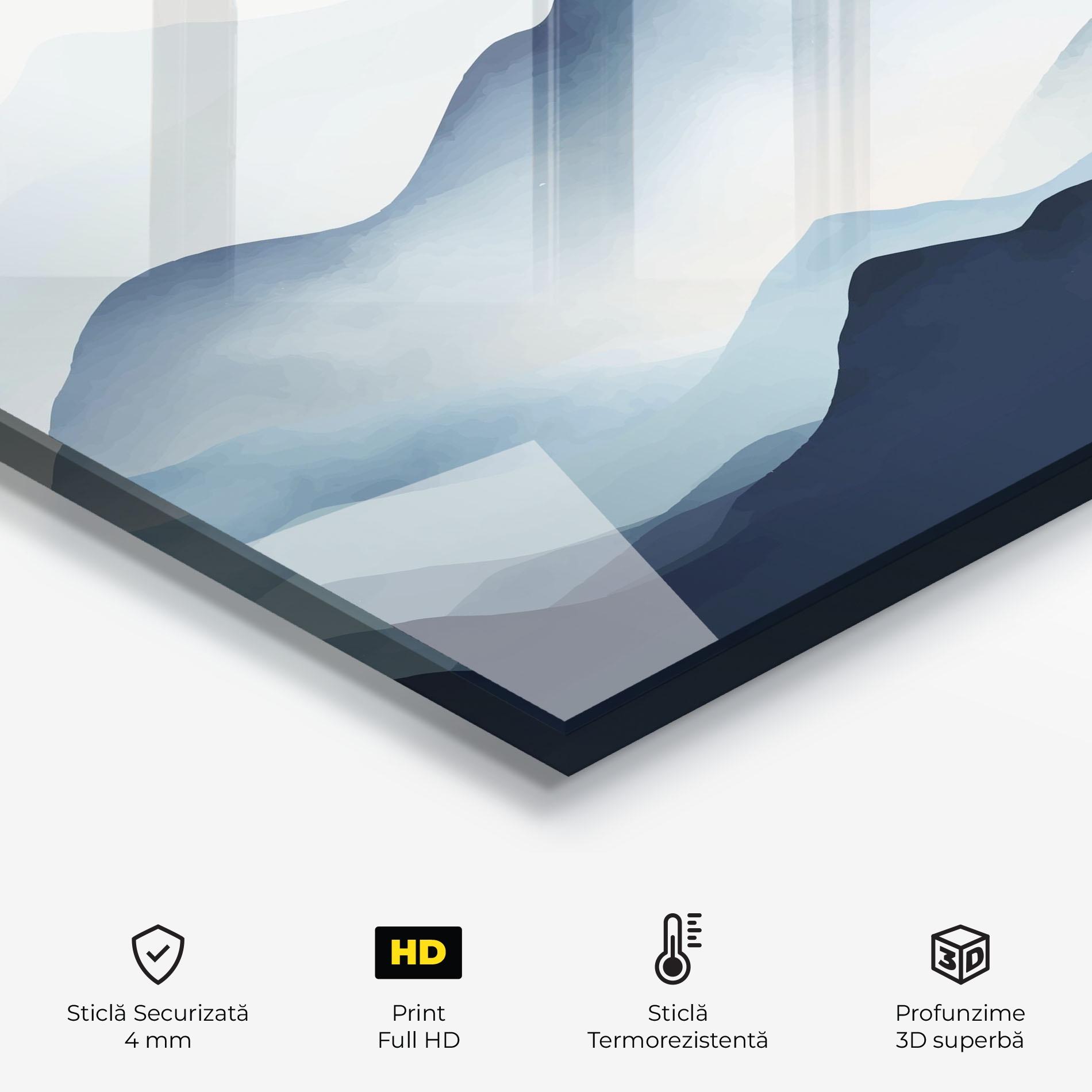 Panou Sticla Bucatarie Blue Foggy Mountain mockup 2