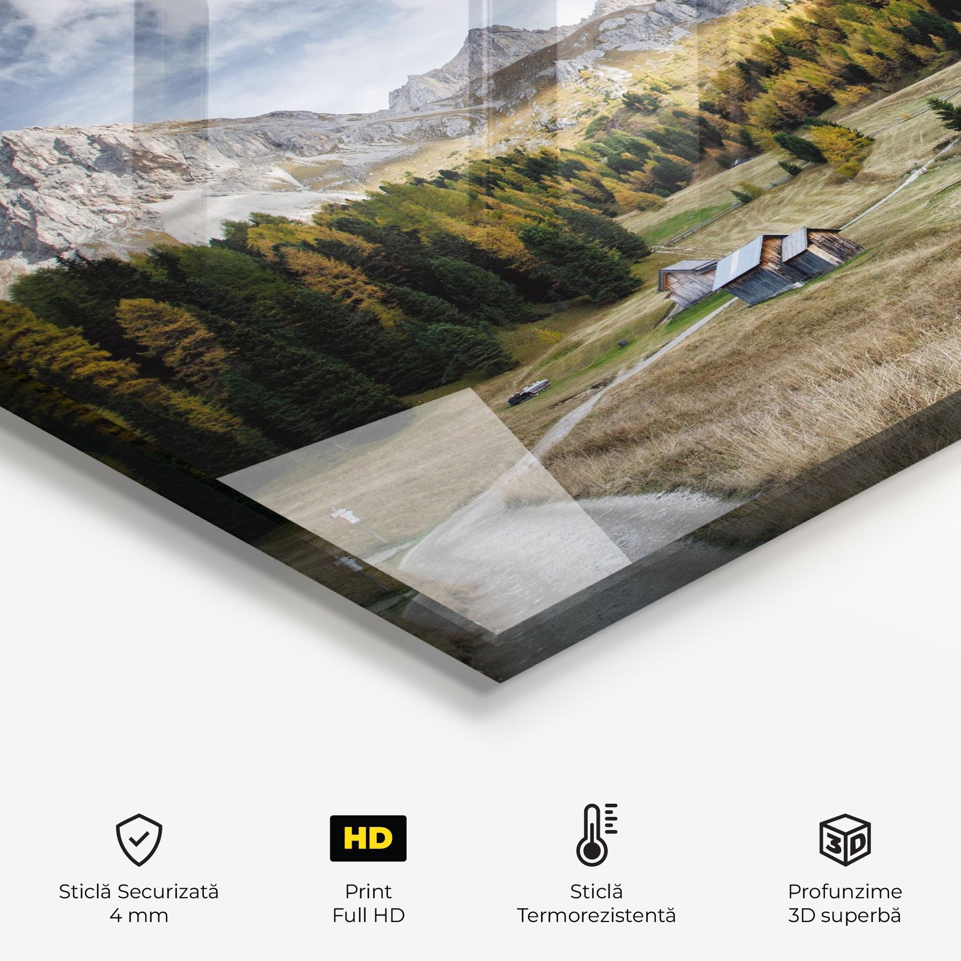 Panou Sticla Bucatarie Cloudy Mountains View mockup 2