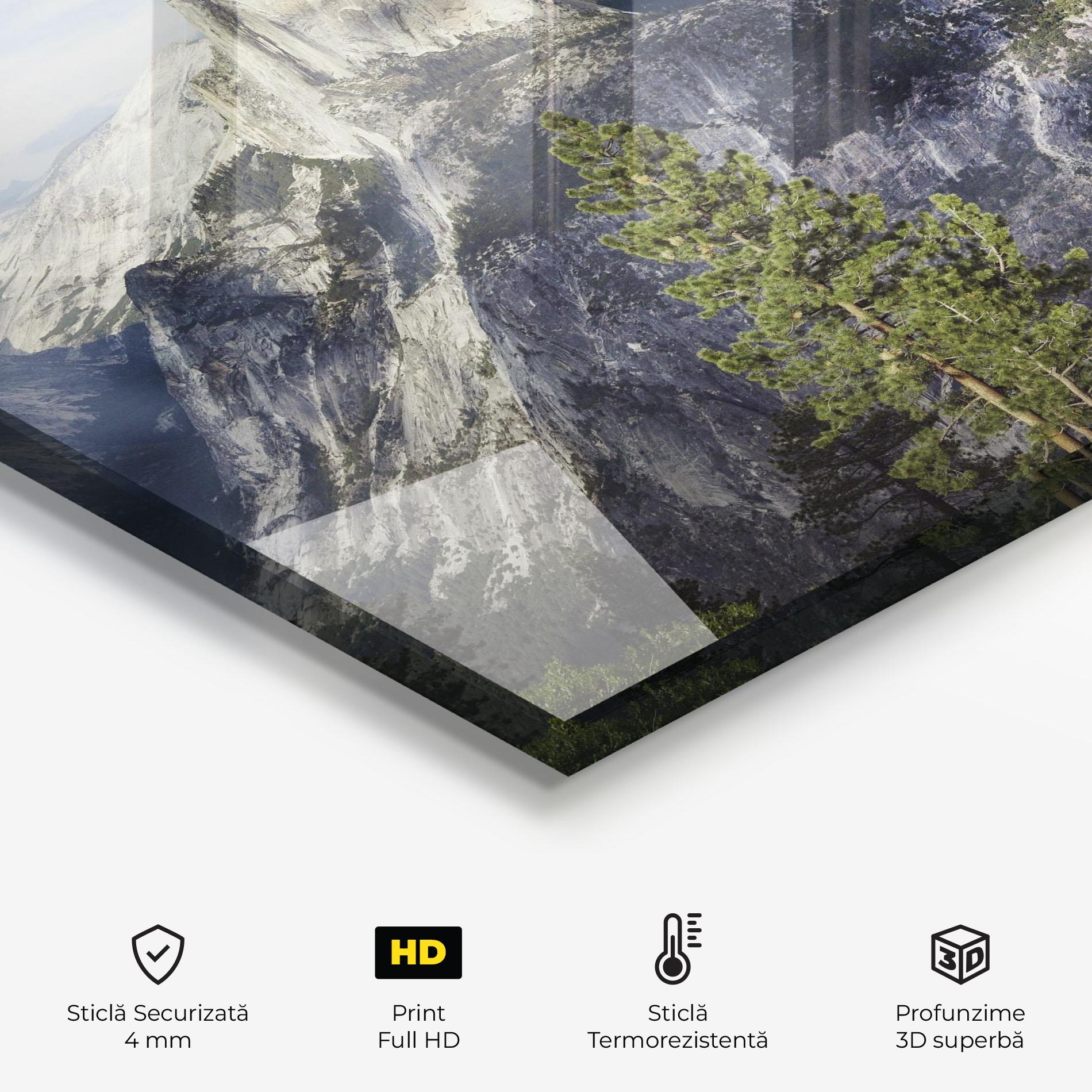 Panou Sticla Bucatarie Foggy Day Mountain mockup 2