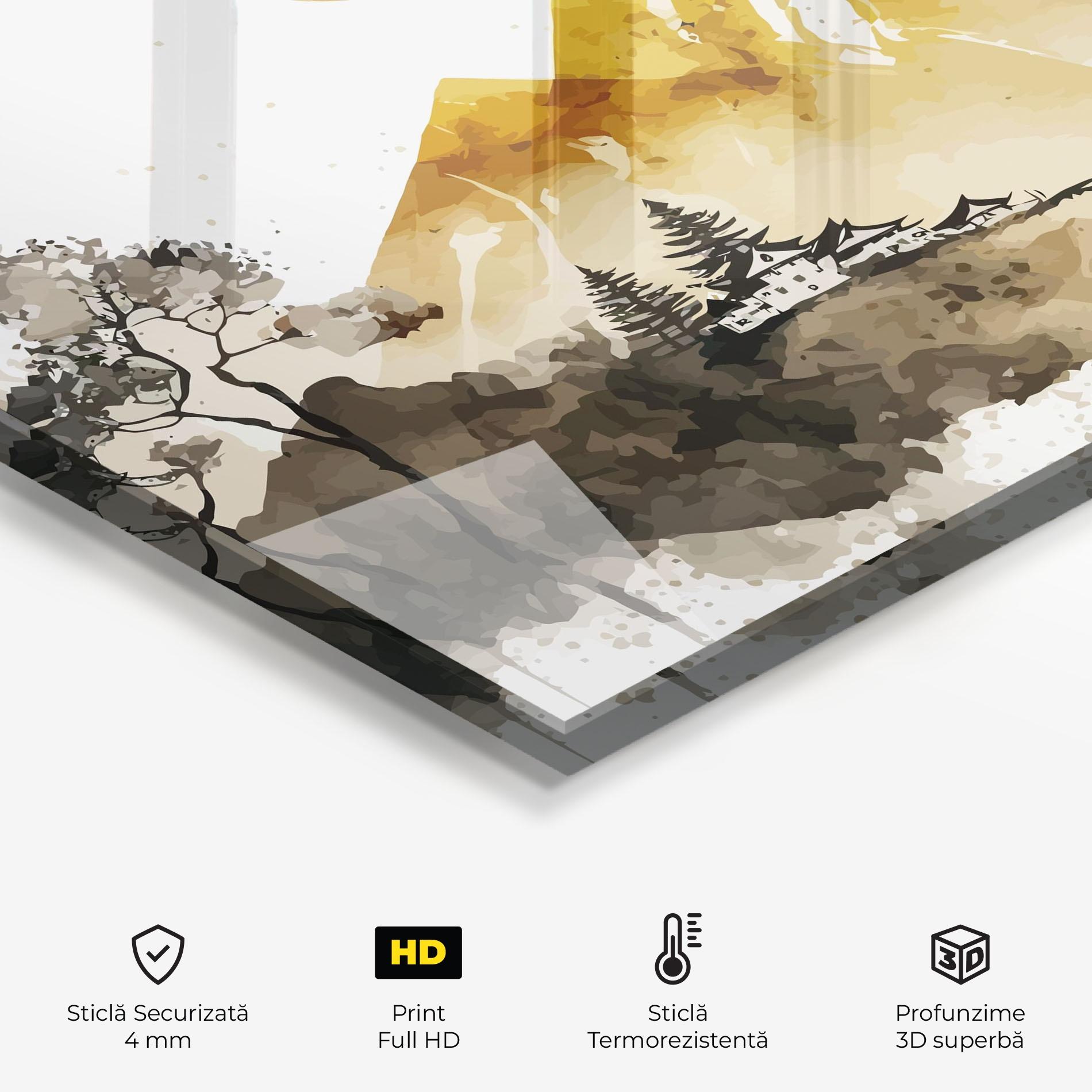 Panou Sticla Bucatarie Gold Mountain Art mockup 2