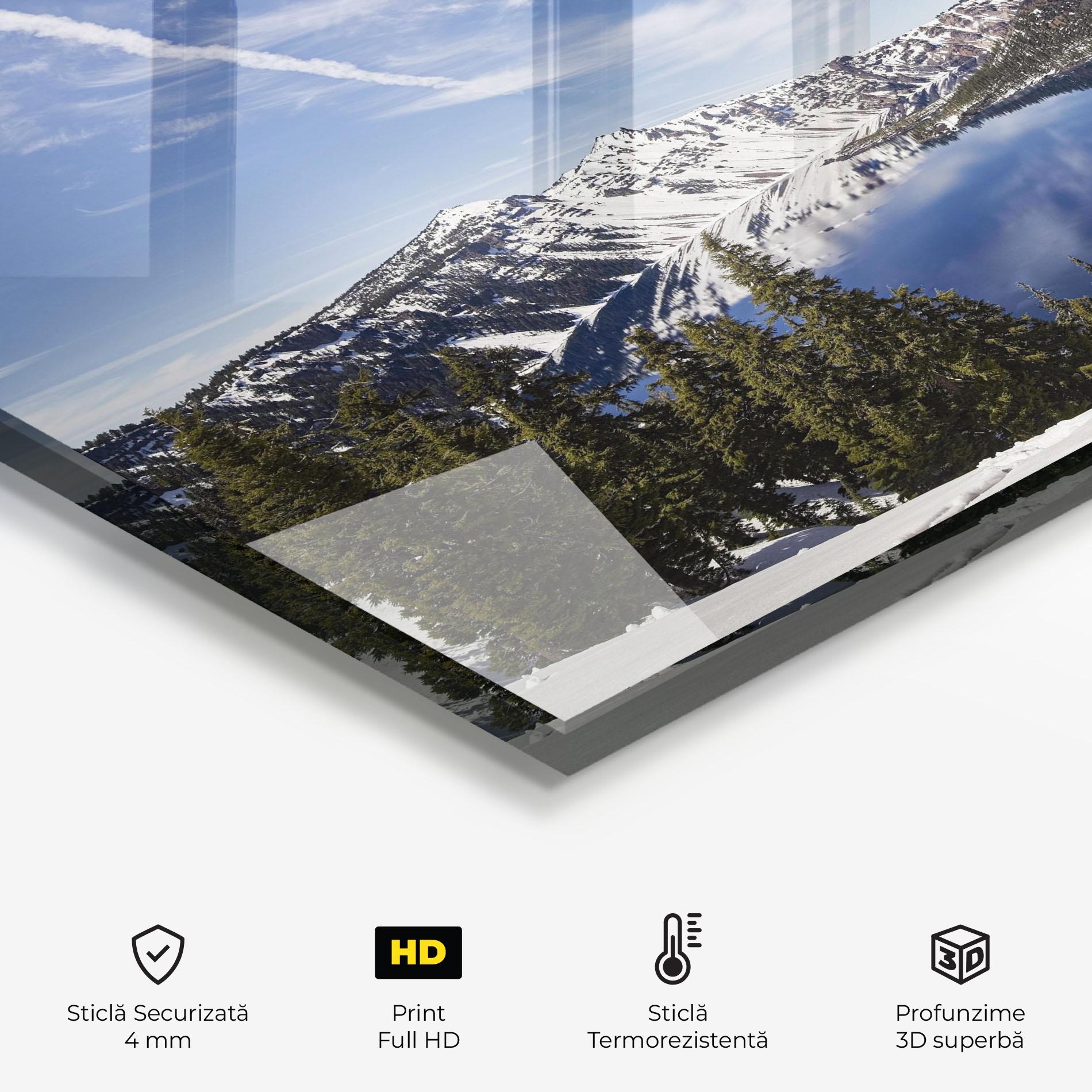 Panou Sticla Bucatarie White Snowy Mountain mockup 2