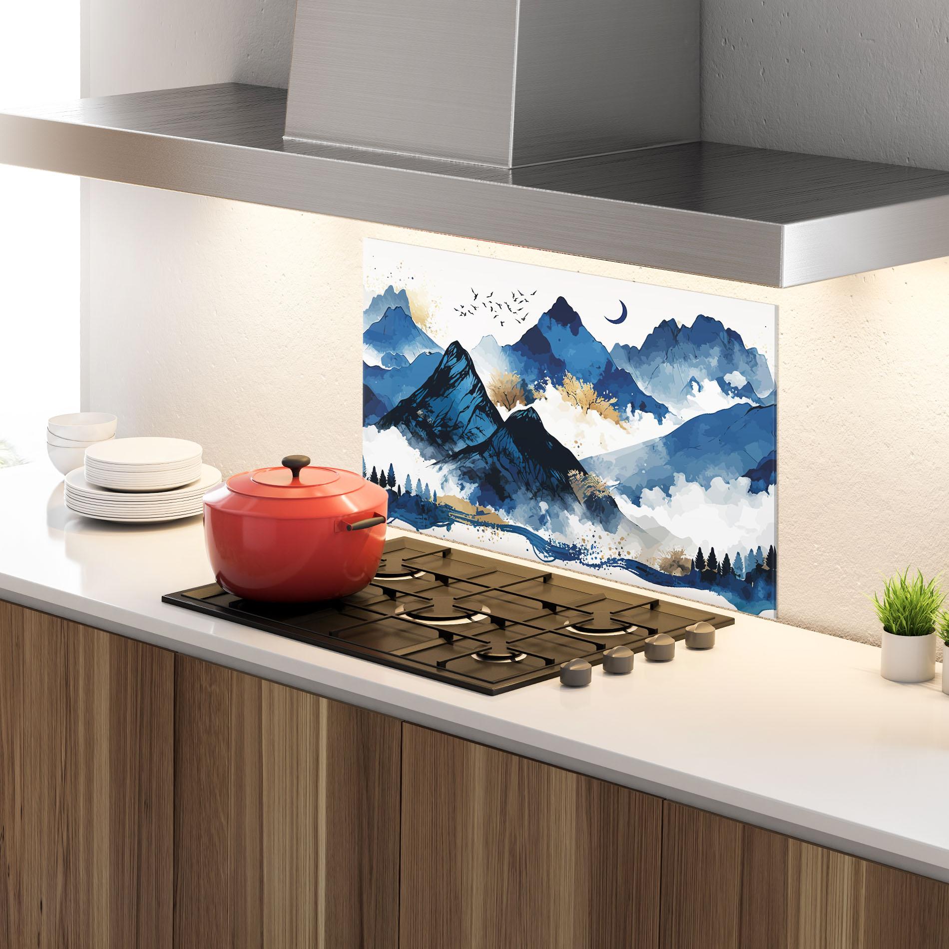 Panou Sticla Bucatarie Blue Mountain Moon mockup 4