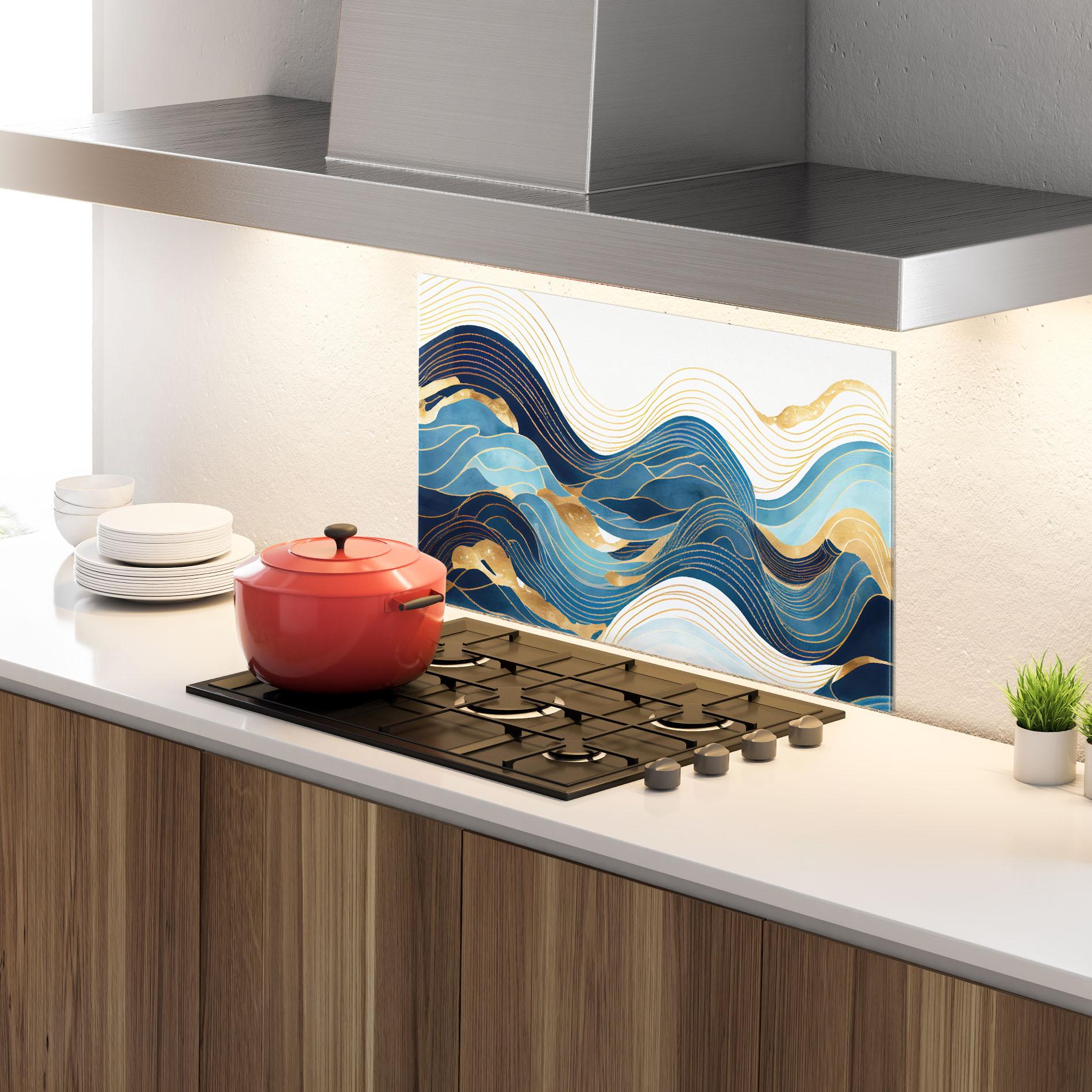 Panou Sticla Bucatarie Blue Wave Mountain mockup 4