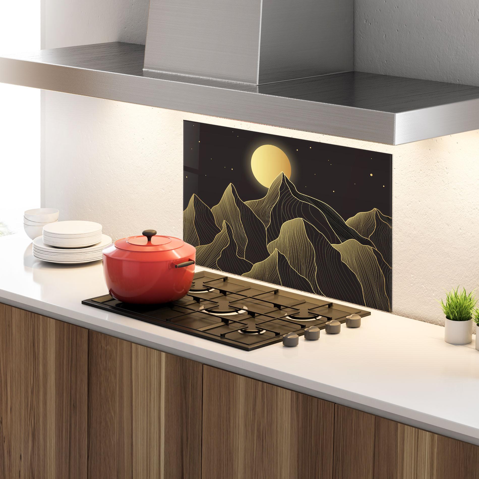 Panou Sticla Bucatarie Gold Shiny Moon mockup 4