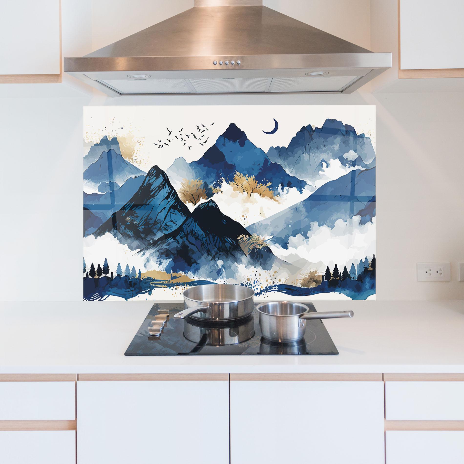 Panou Sticla Bucatarie Blue Mountain Moon mockup 5