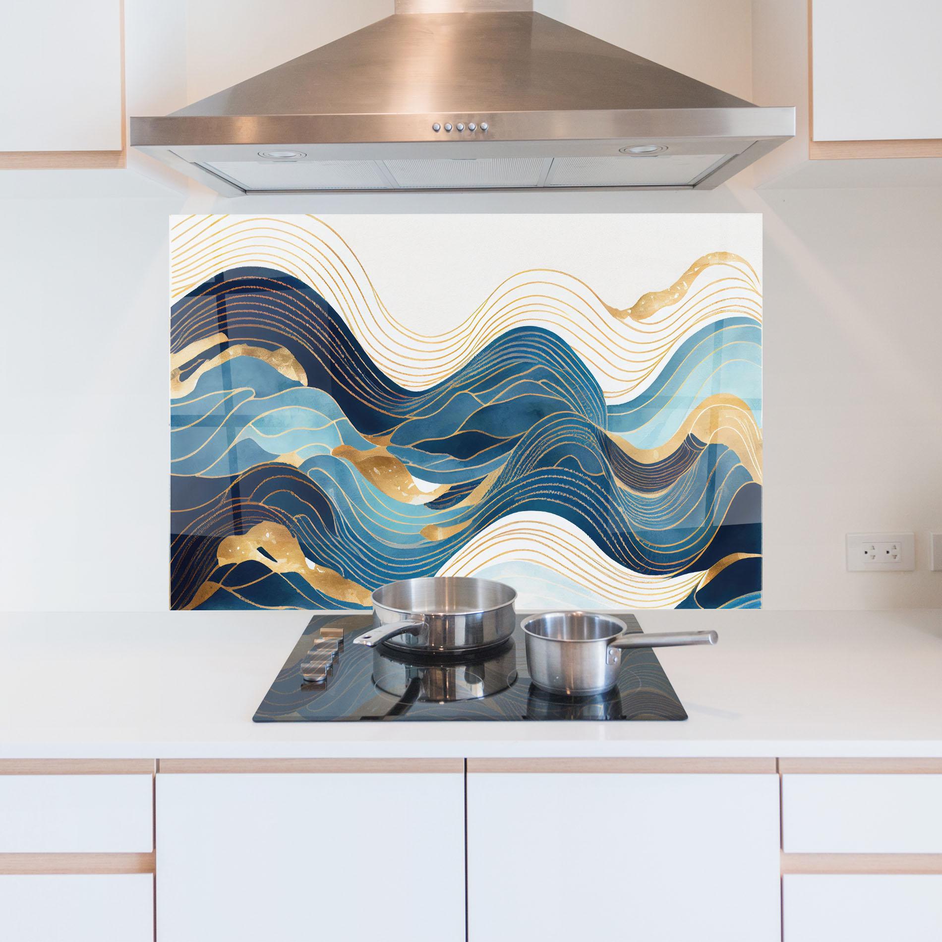 Panou Sticla Bucatarie Blue Wave Mountain mockup 5