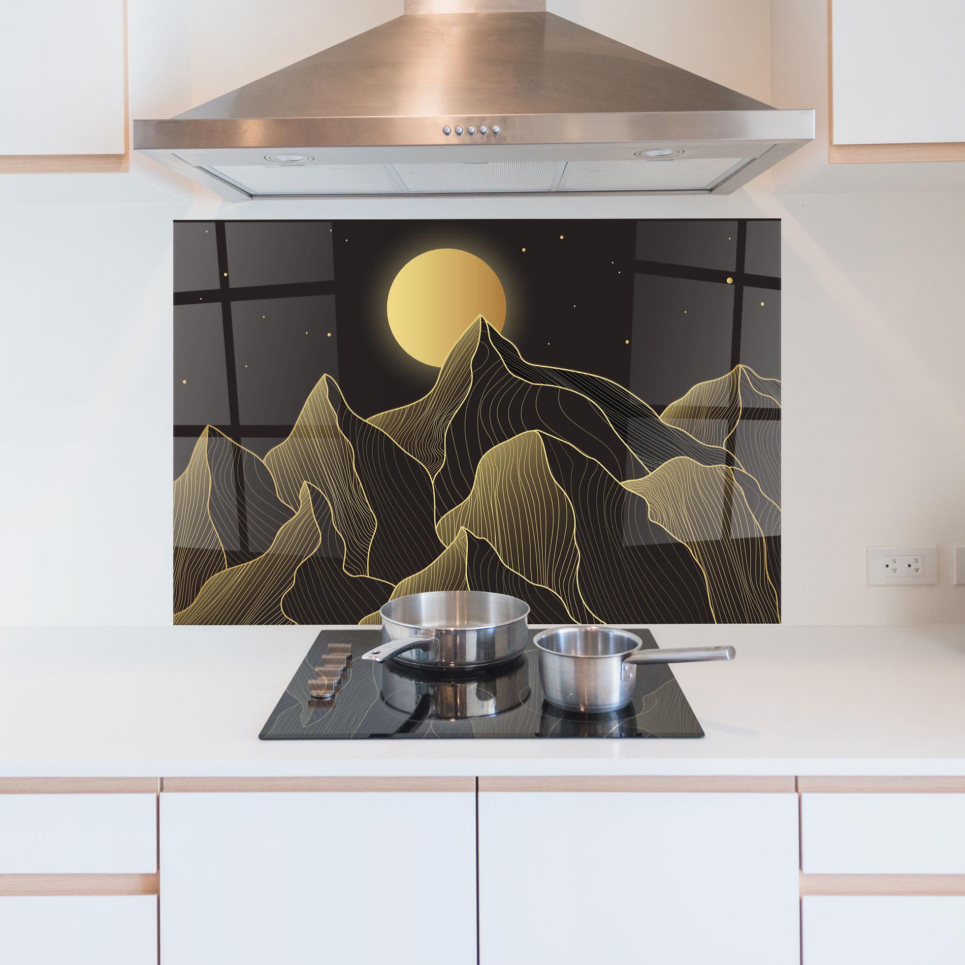 Panou Sticla Bucatarie Gold Shiny Moon mockup 5