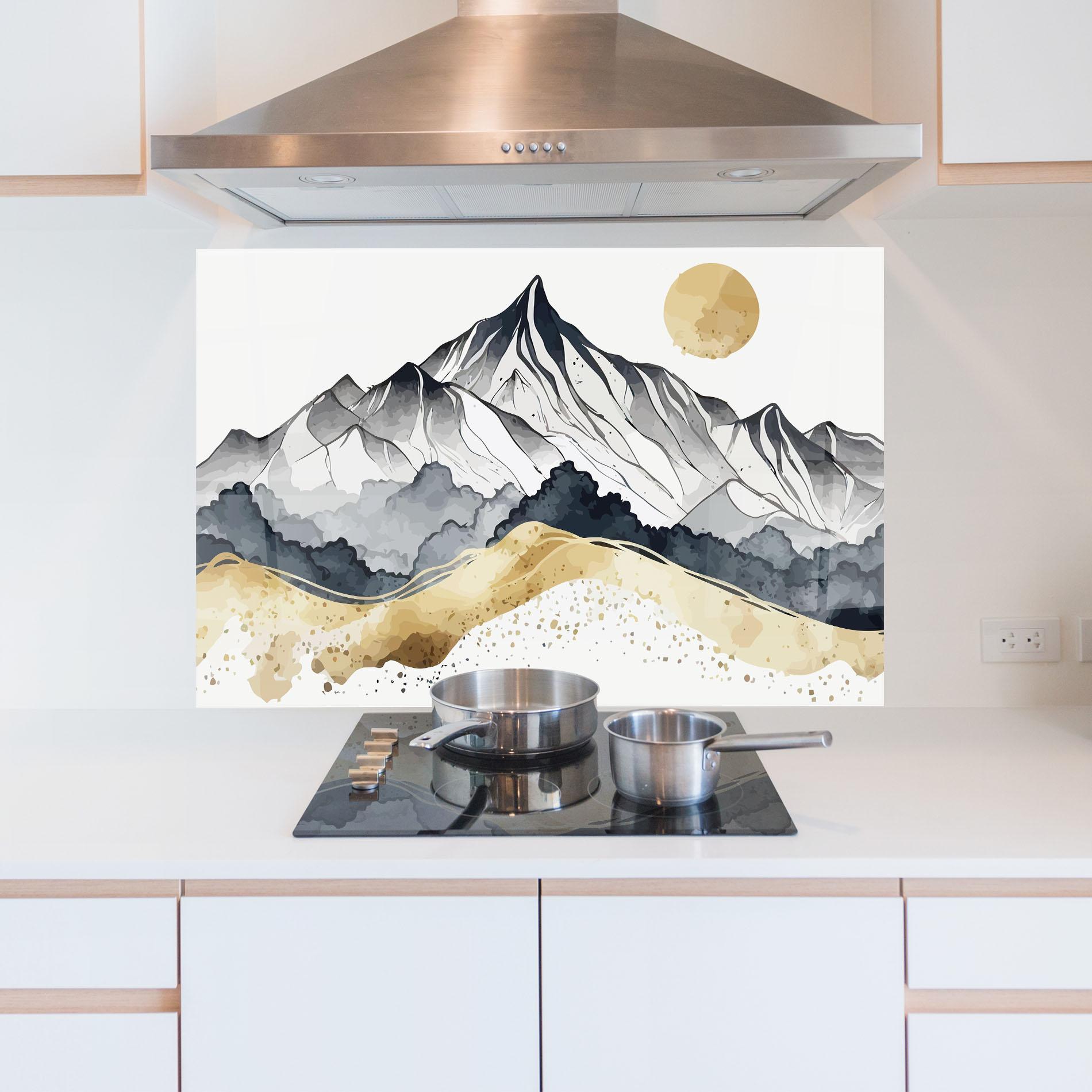 Panou Sticla Bucatarie Grey Gold Mountain mockup 5