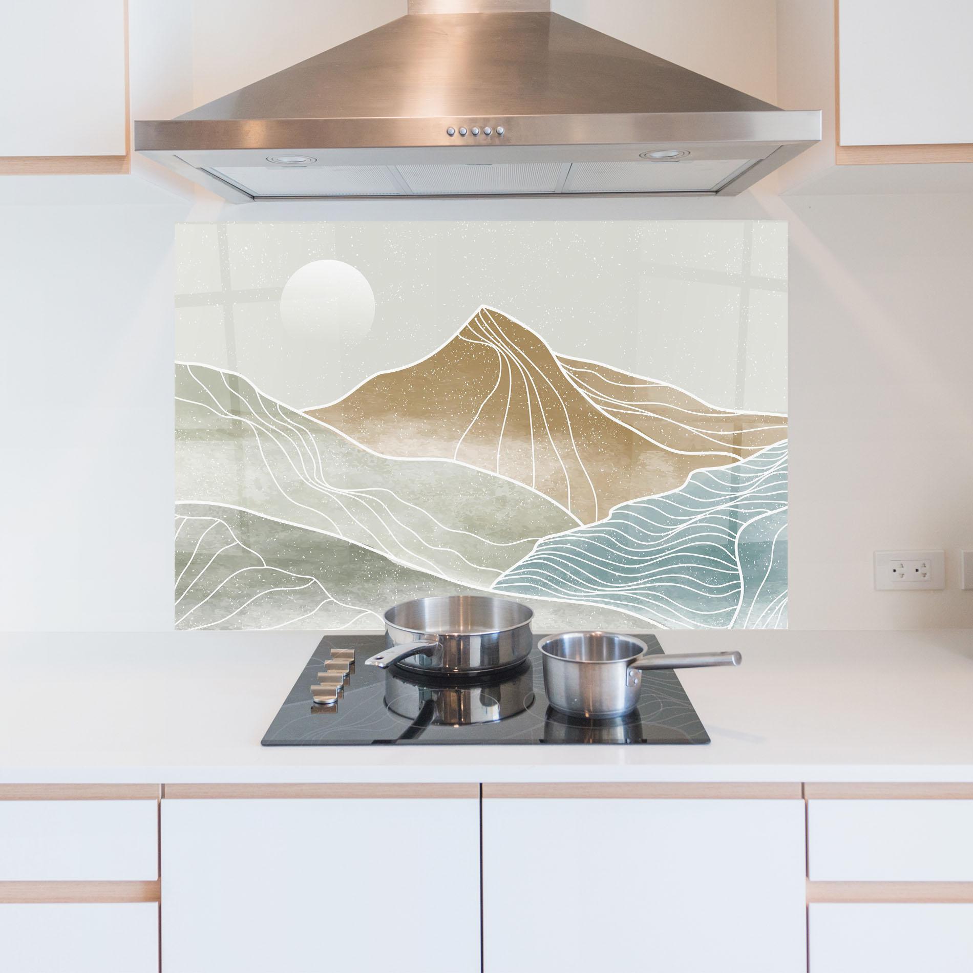 Panou Sticla Bucatarie Minimal Mountain mockup 5
