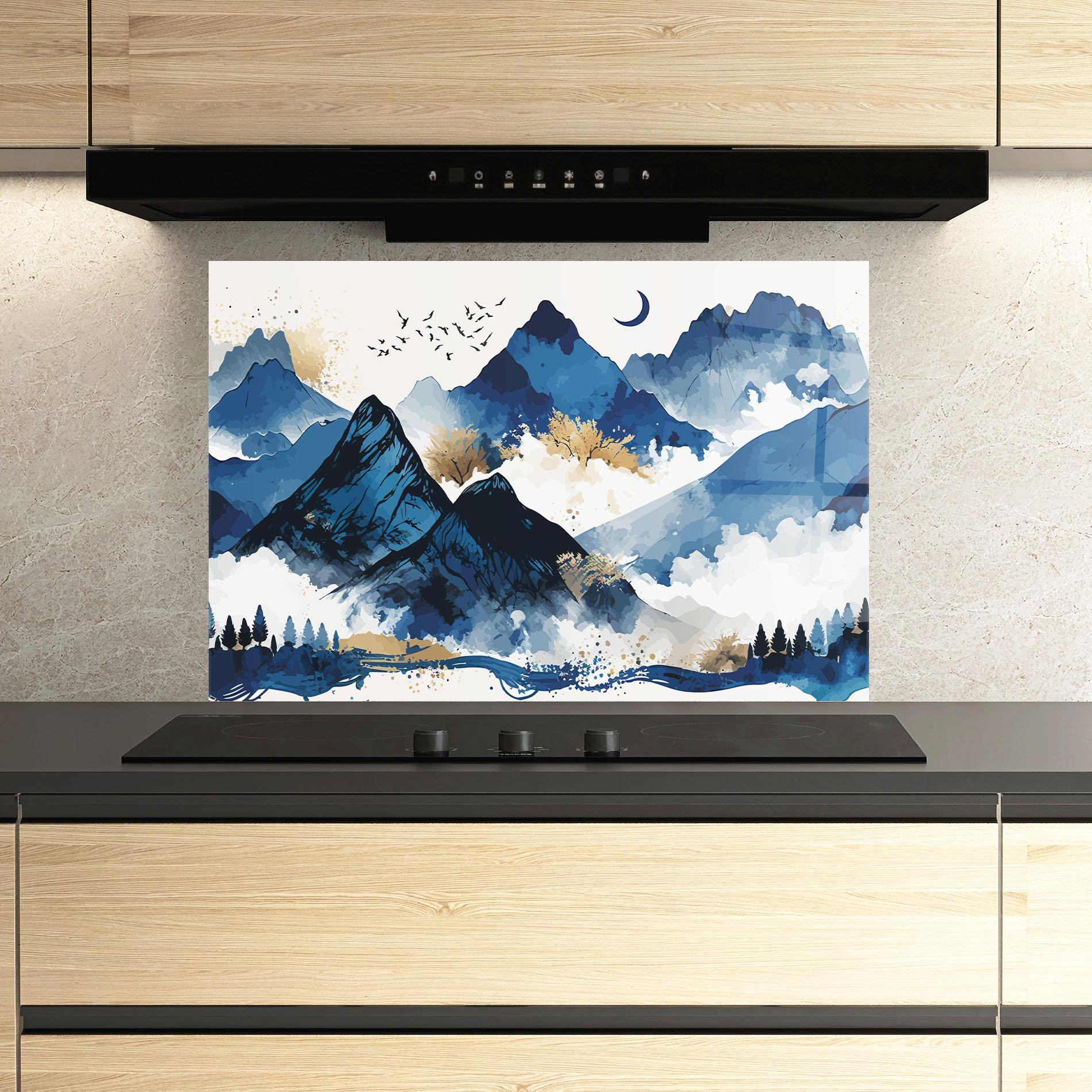 Panou Sticla Bucatarie Blue Mountain Moon mockup 3