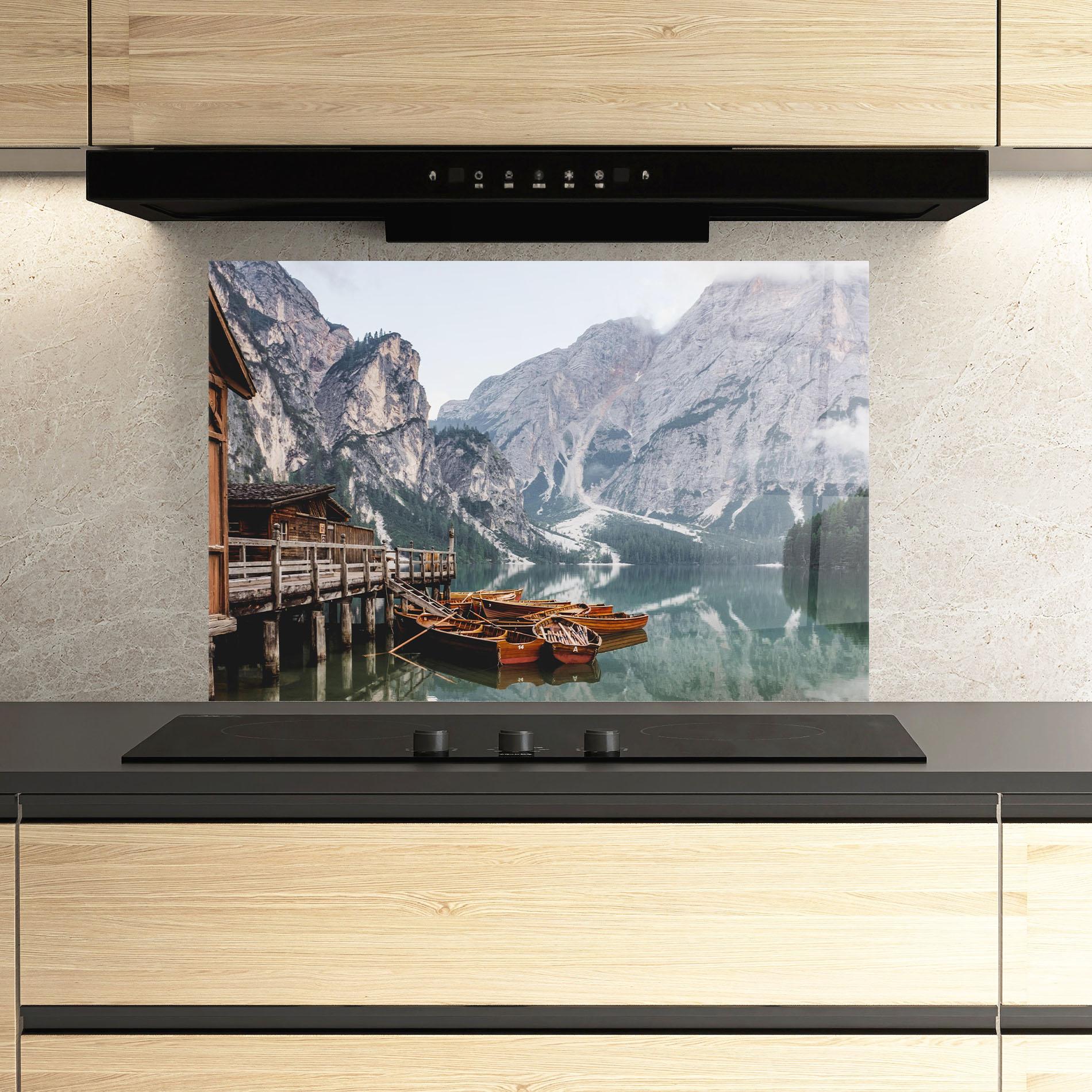 Panou Sticla Bucatarie Cabin Lake mockup 3