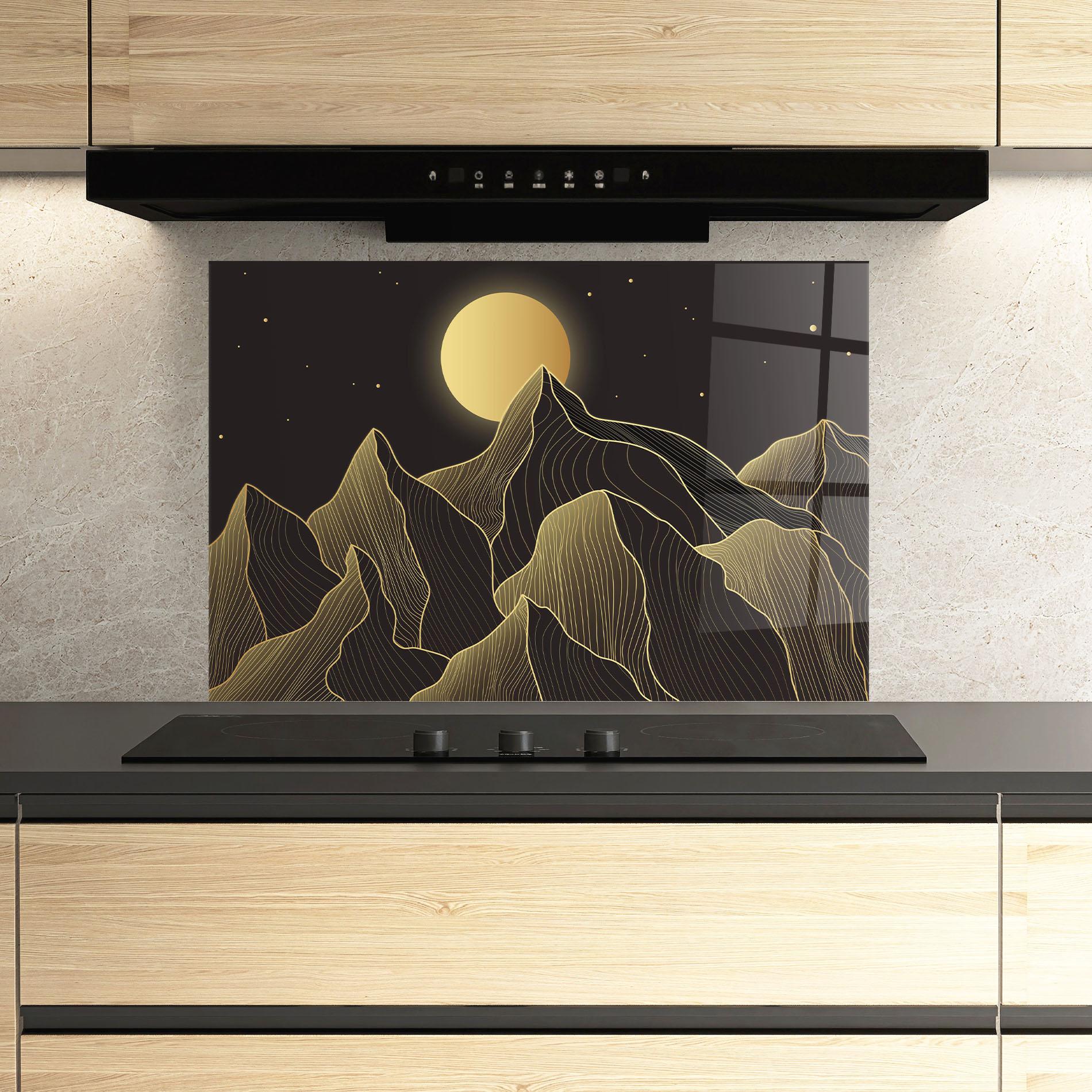 Panou Sticla Bucatarie Gold Shiny Moon mockup 3