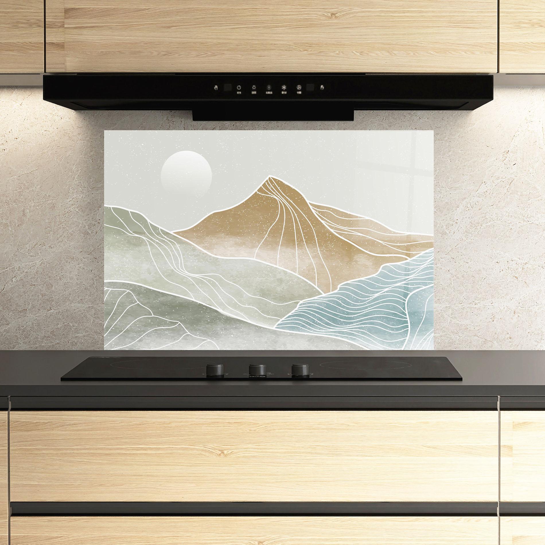 Panou Sticla Bucatarie Minimal Mountain mockup 3