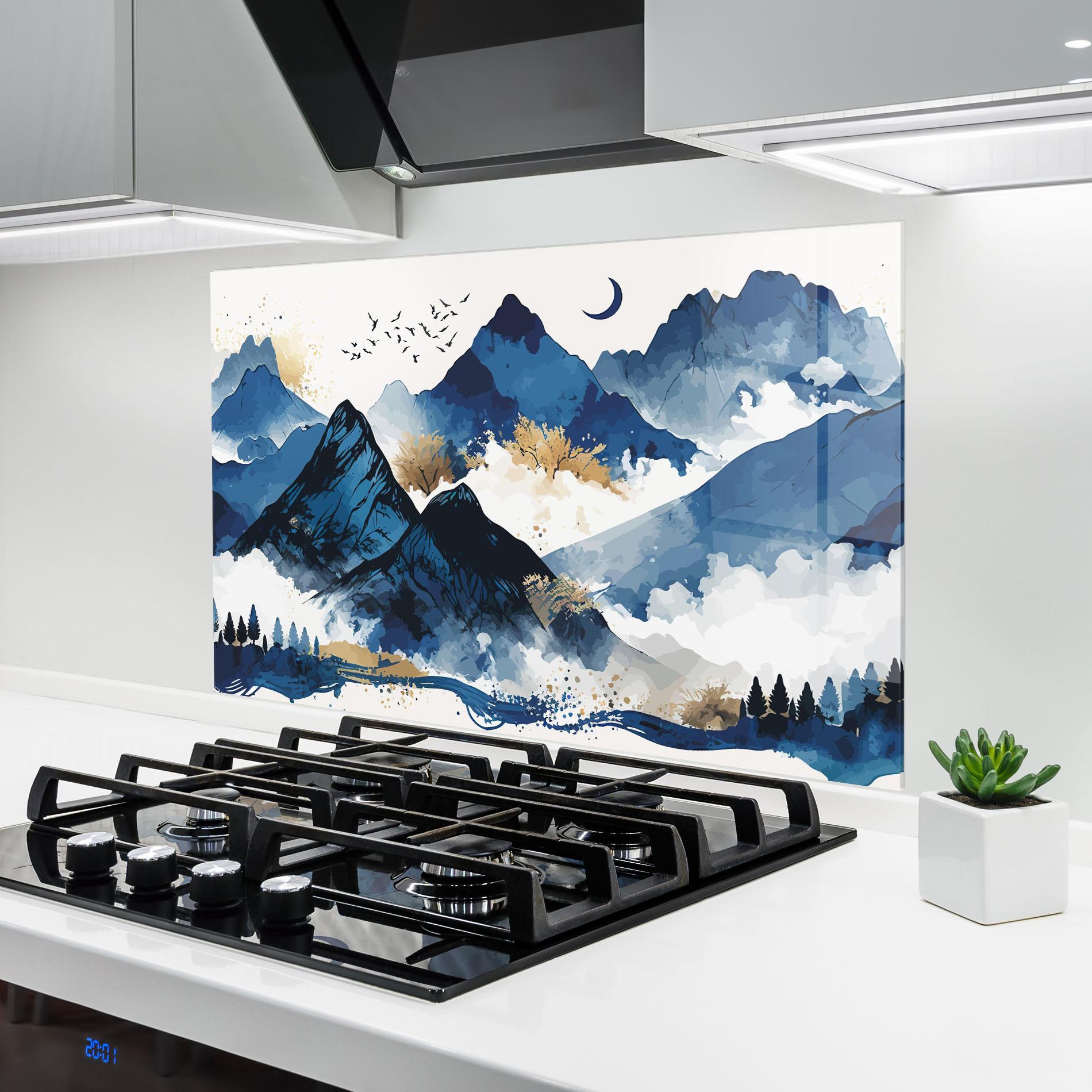 Panou Sticla Bucatarie Blue Mountain Moon mockup 6