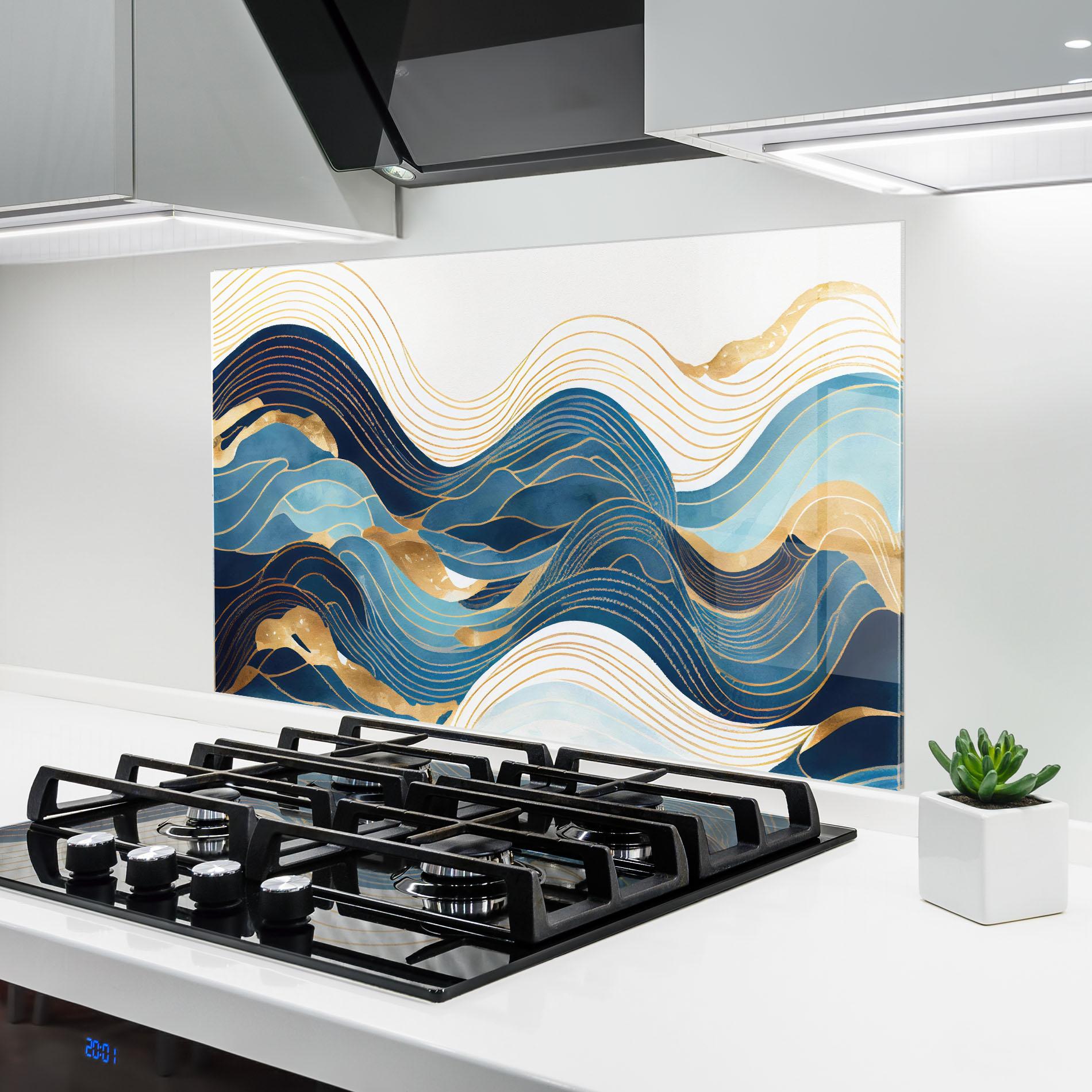 Panou Sticla Bucatarie Blue Wave Mountain mockup 6