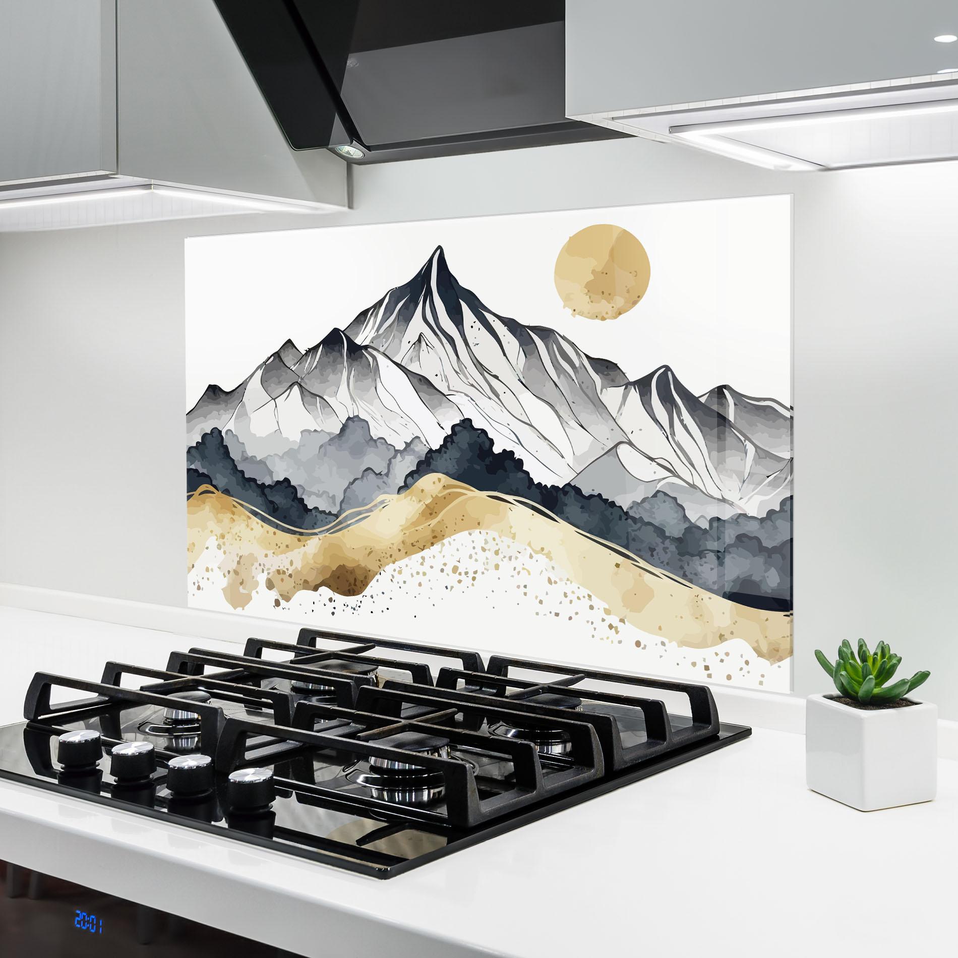 Panou Sticla Bucatarie Grey Gold Mountain mockup 6