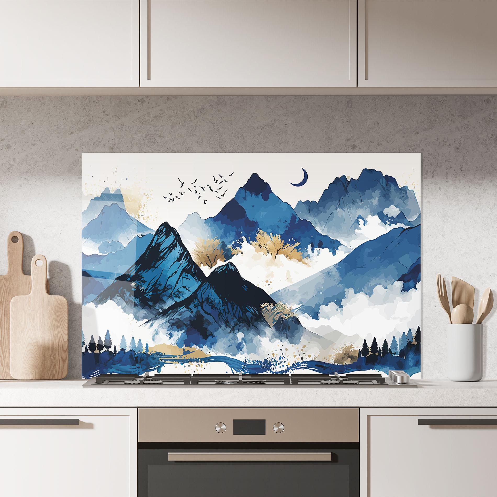 Panou Sticla Bucatarie Blue Mountain Moon mockup 7