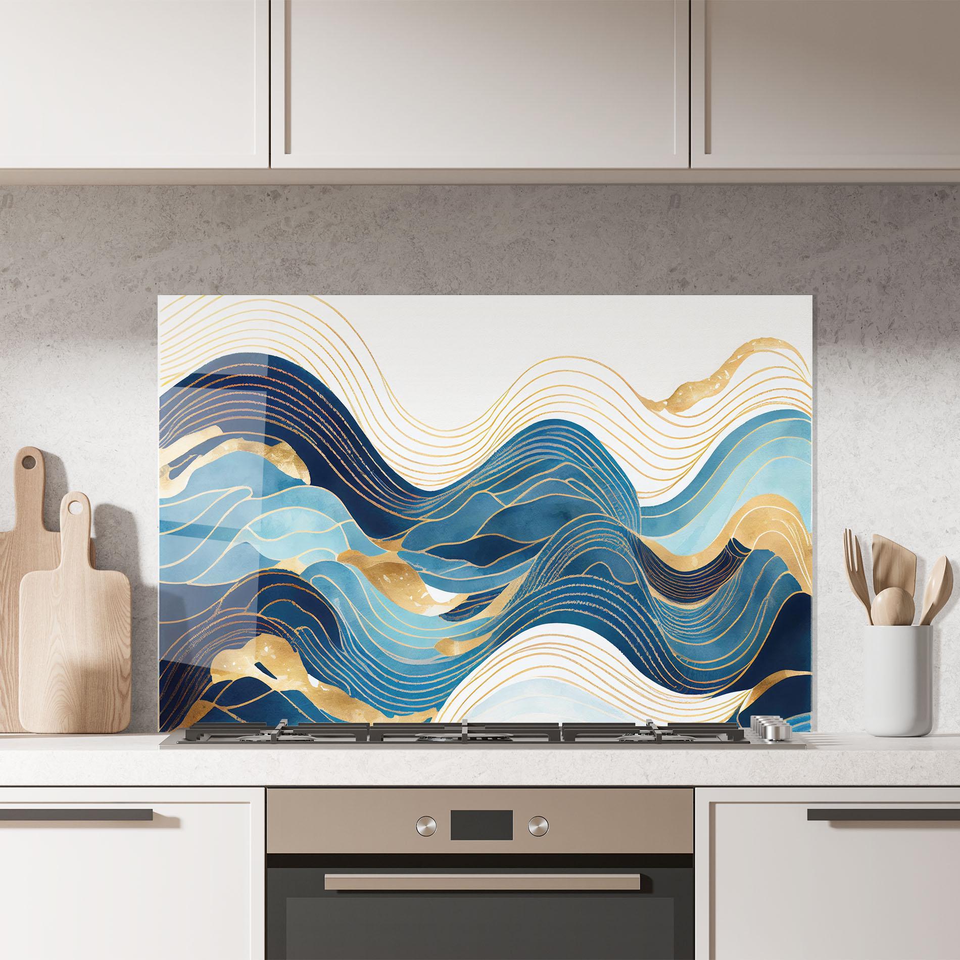 Panou Sticla Bucatarie Blue Wave Mountain mockup 7