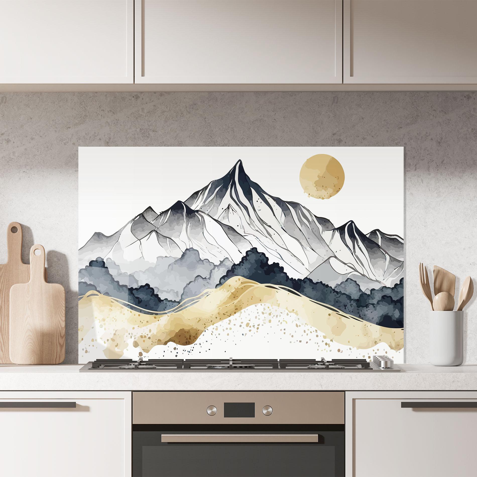 Panou Sticla Bucatarie Grey Gold Mountain mockup 7