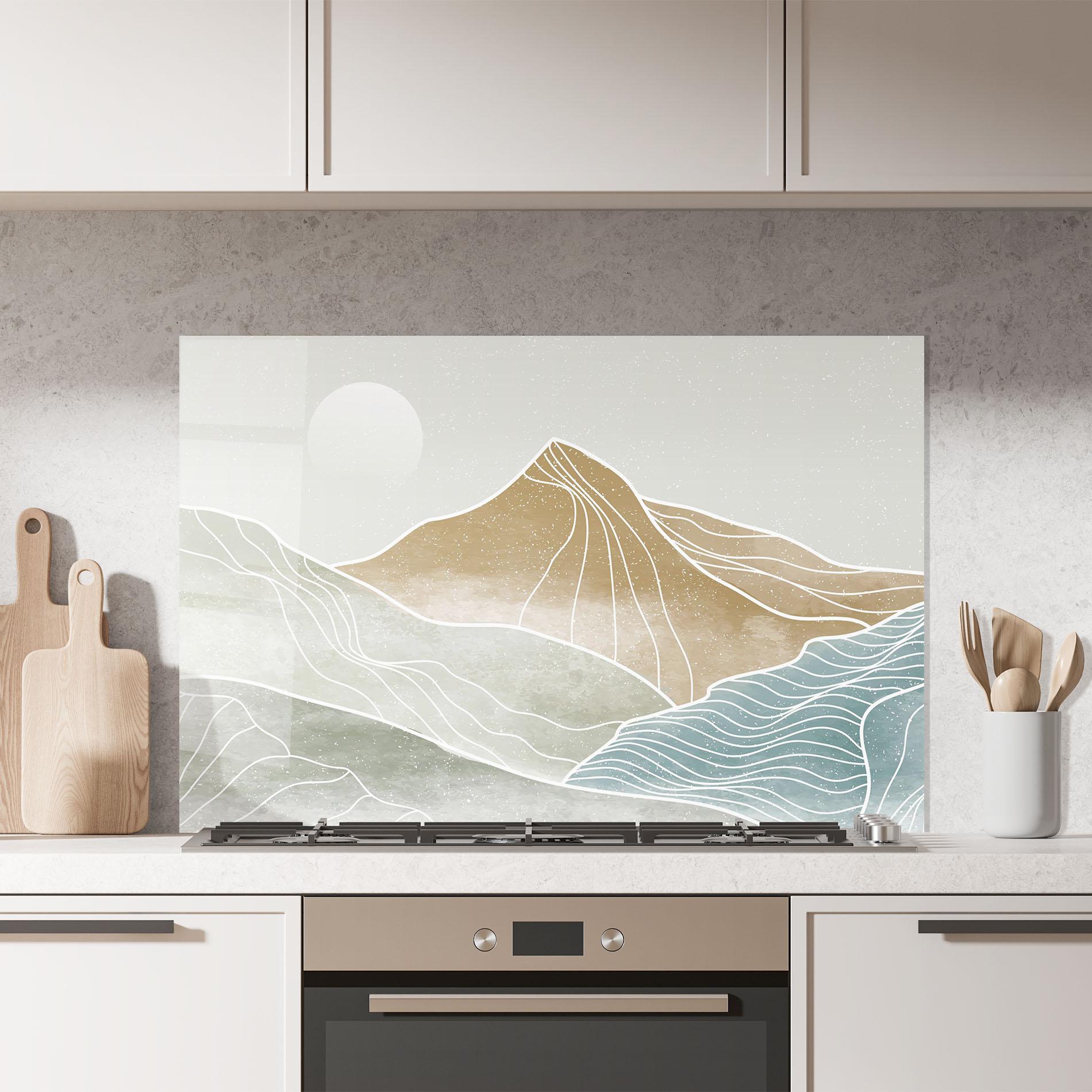 Panou Sticla Bucatarie Minimal Mountain mockup 7