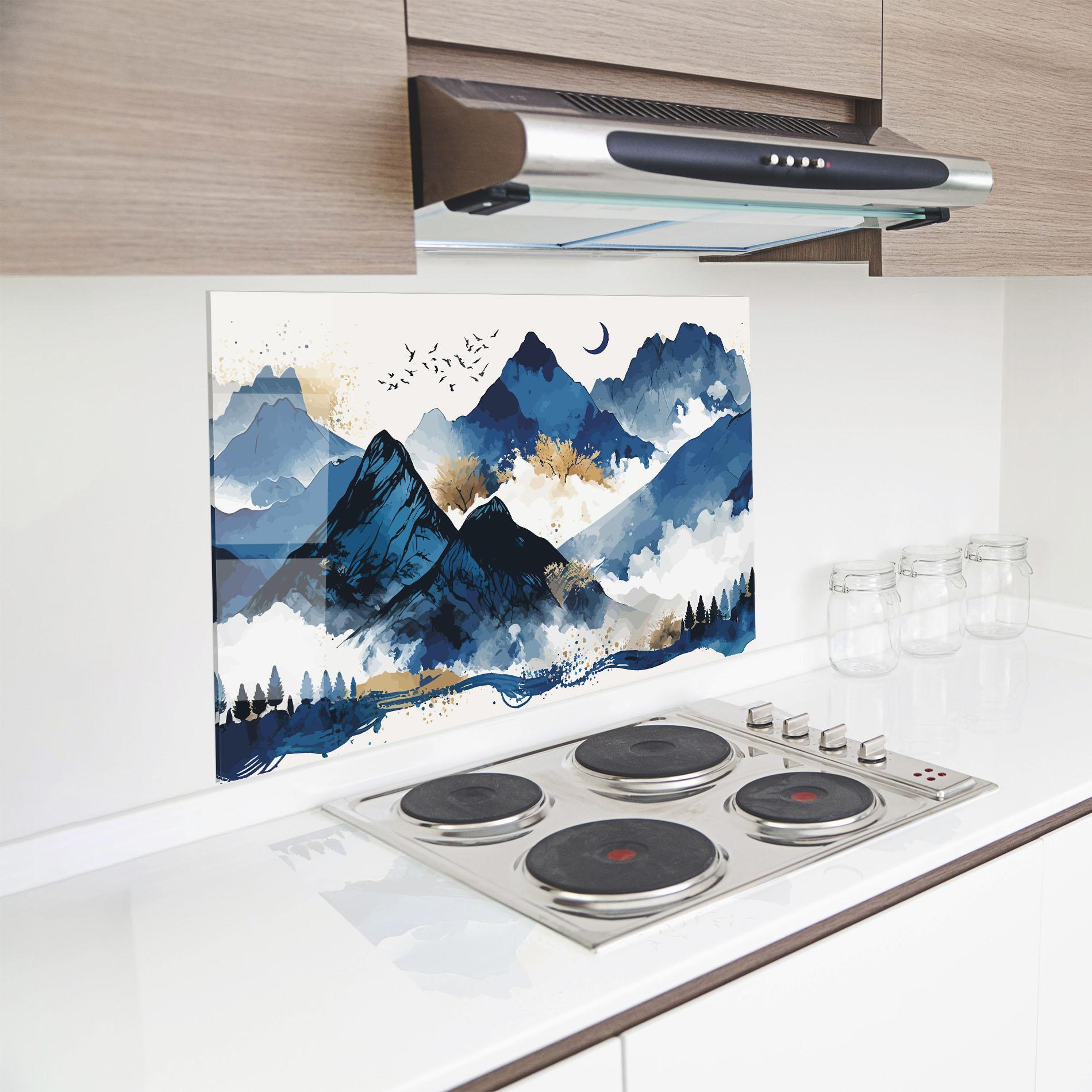 Panou Sticla Bucatarie Blue Mountain Moon mockup 8