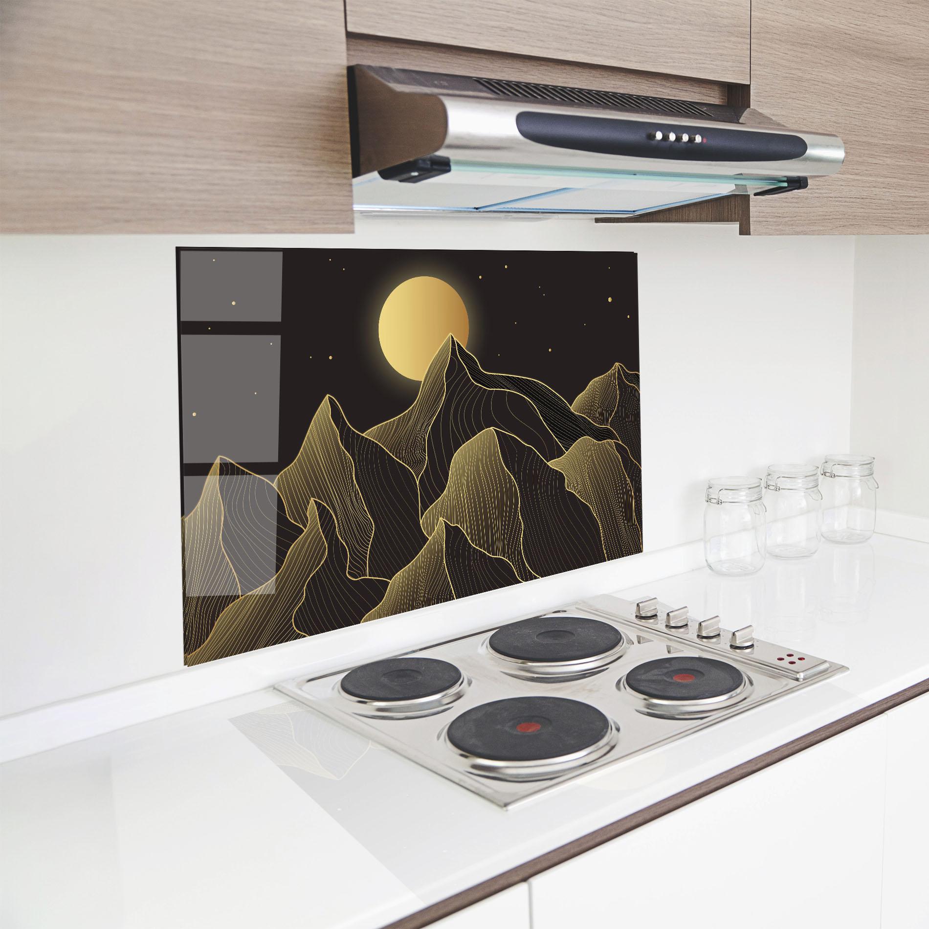 Panou Sticla Bucatarie Gold Shiny Moon mockup 8
