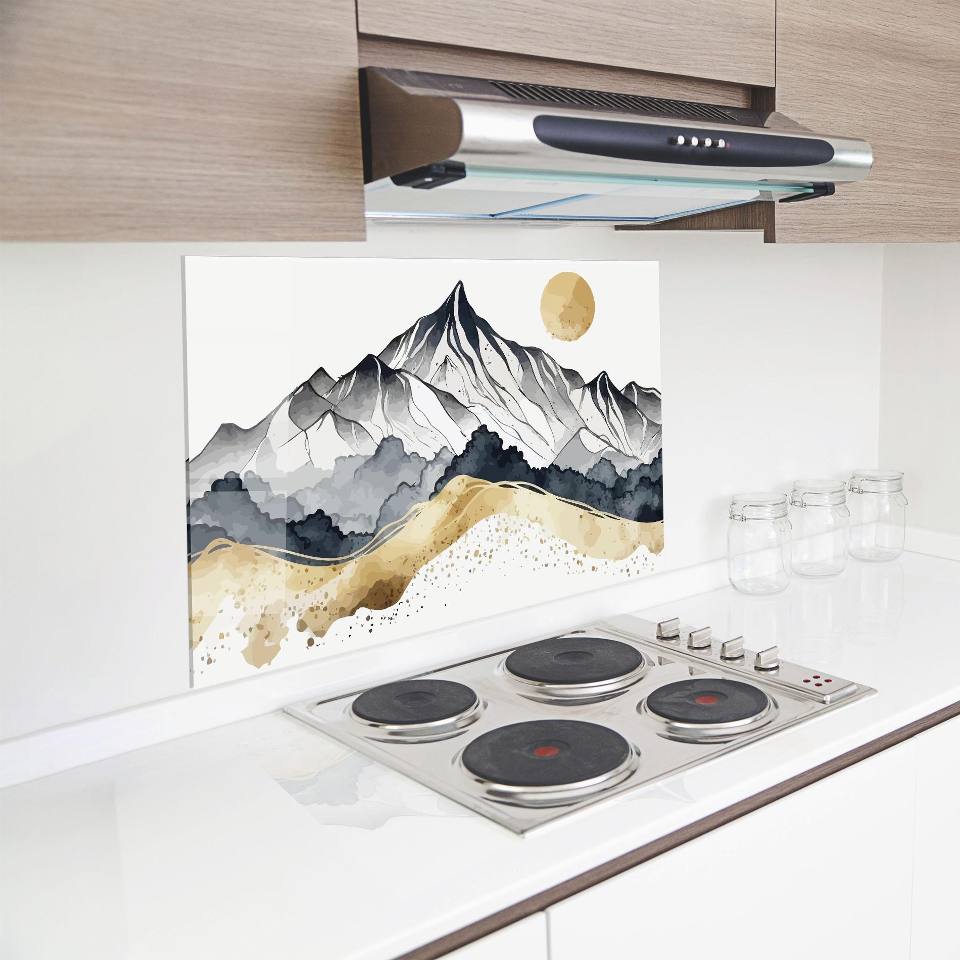Panou Sticla Bucatarie Grey Gold Mountain mockup 8